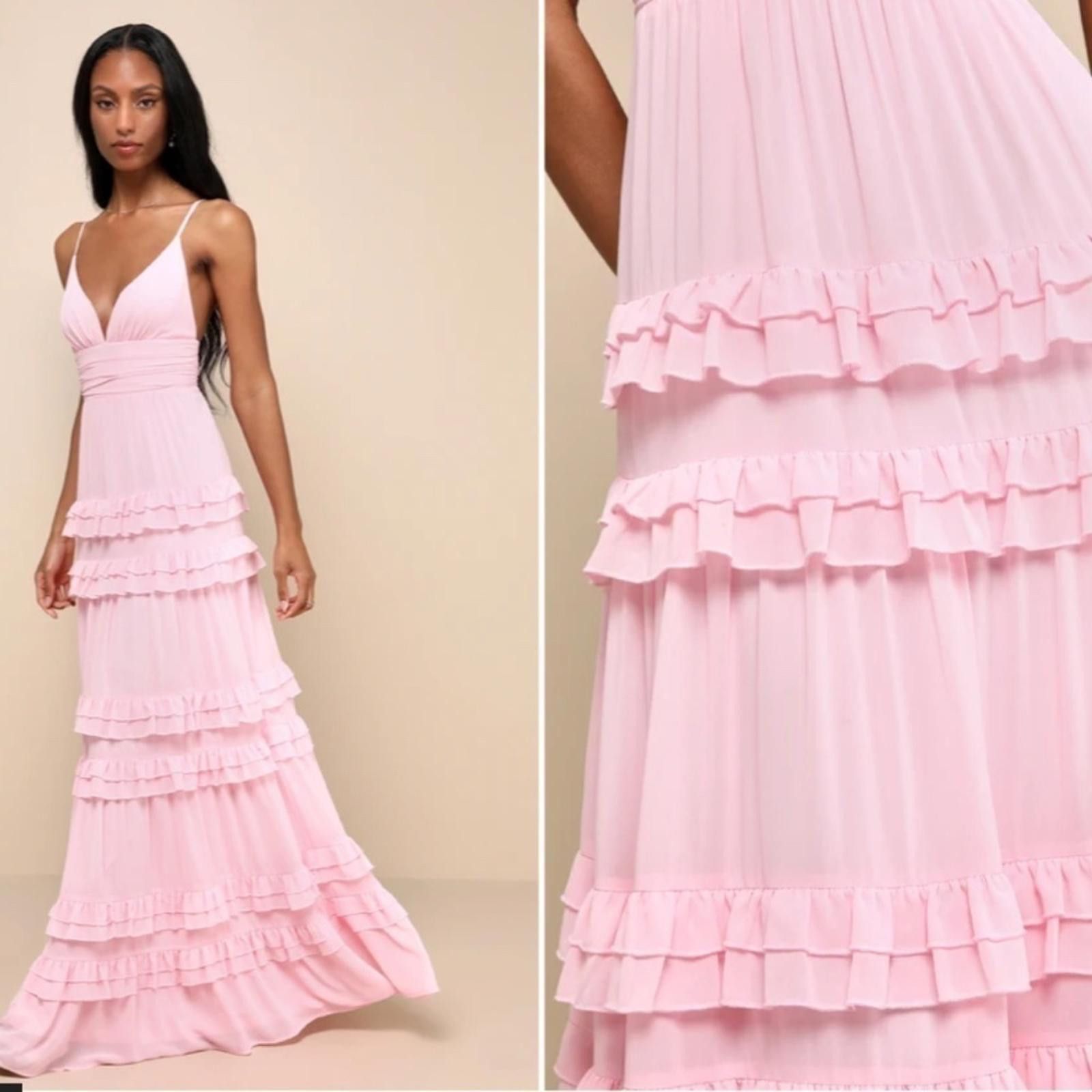 Lulus LULU's Prom Wedding Boho Romantic Tiered Ruffles Maxi Dress Size M / US 6-8 / IT 42-44 - 3 Thumbnail