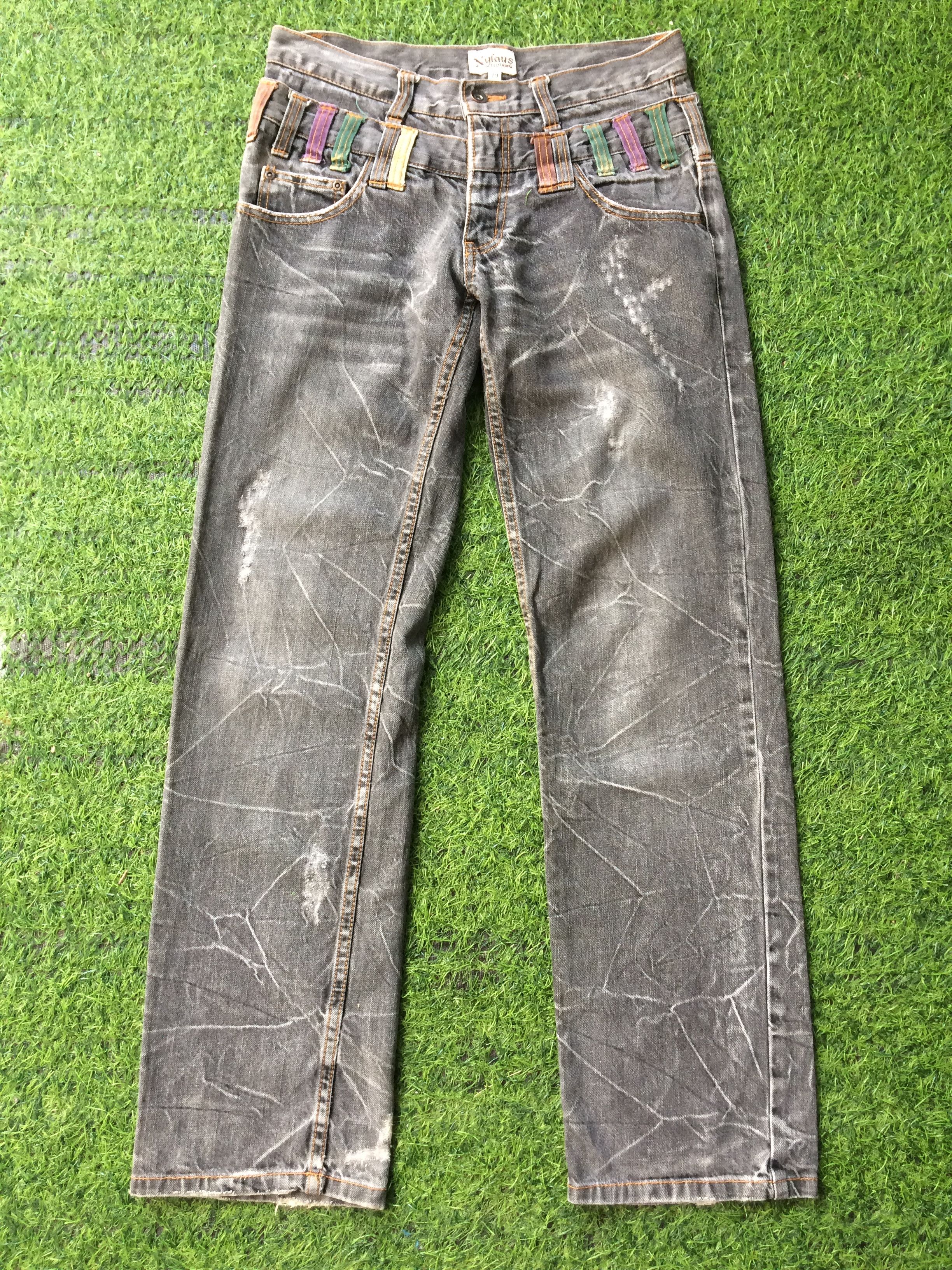 Japanese Brand Distressed Japanese Double Waist Denim #D-670 Size US 29 - 1 Thumbnail