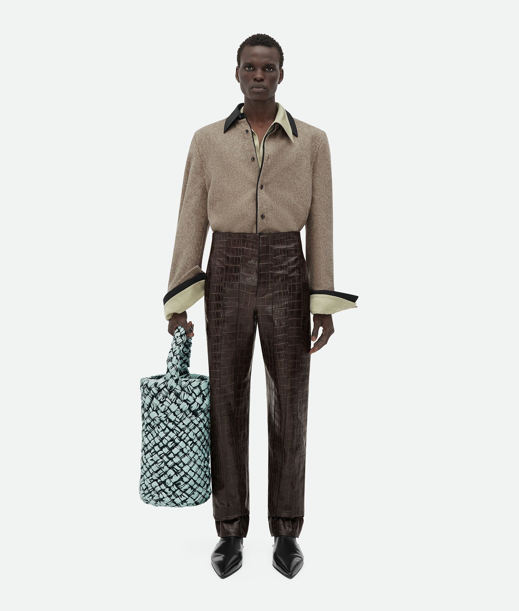Bottega Veneta o1n1vont0625 Viscose Twill Shirt in Stone Size US M / EU 48-50 / 2 - 4 Thumbnail