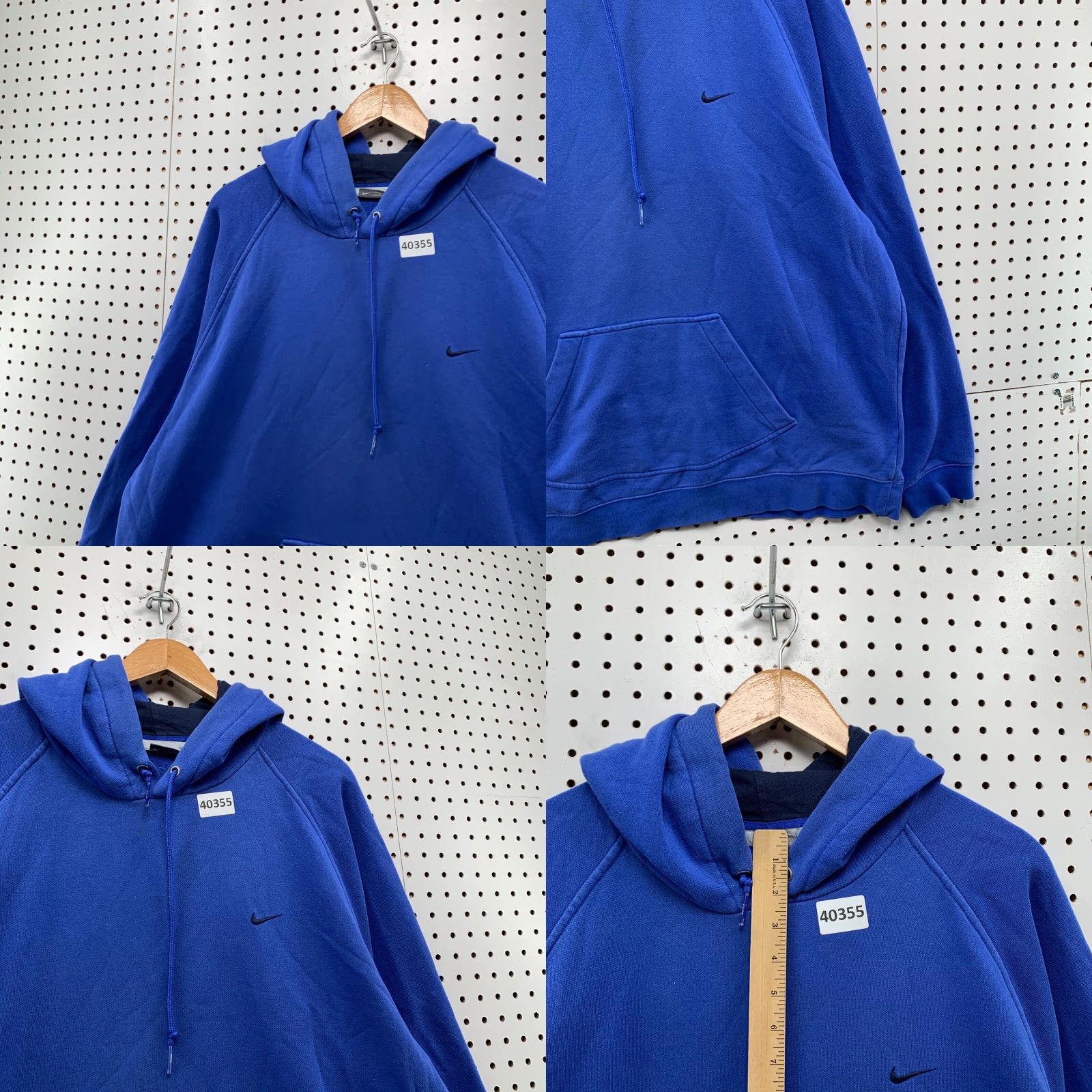 Vintage Nike Hoodie Sweatshirt Men 2XL Blue Y2K Pullover Fleece Winter Casual