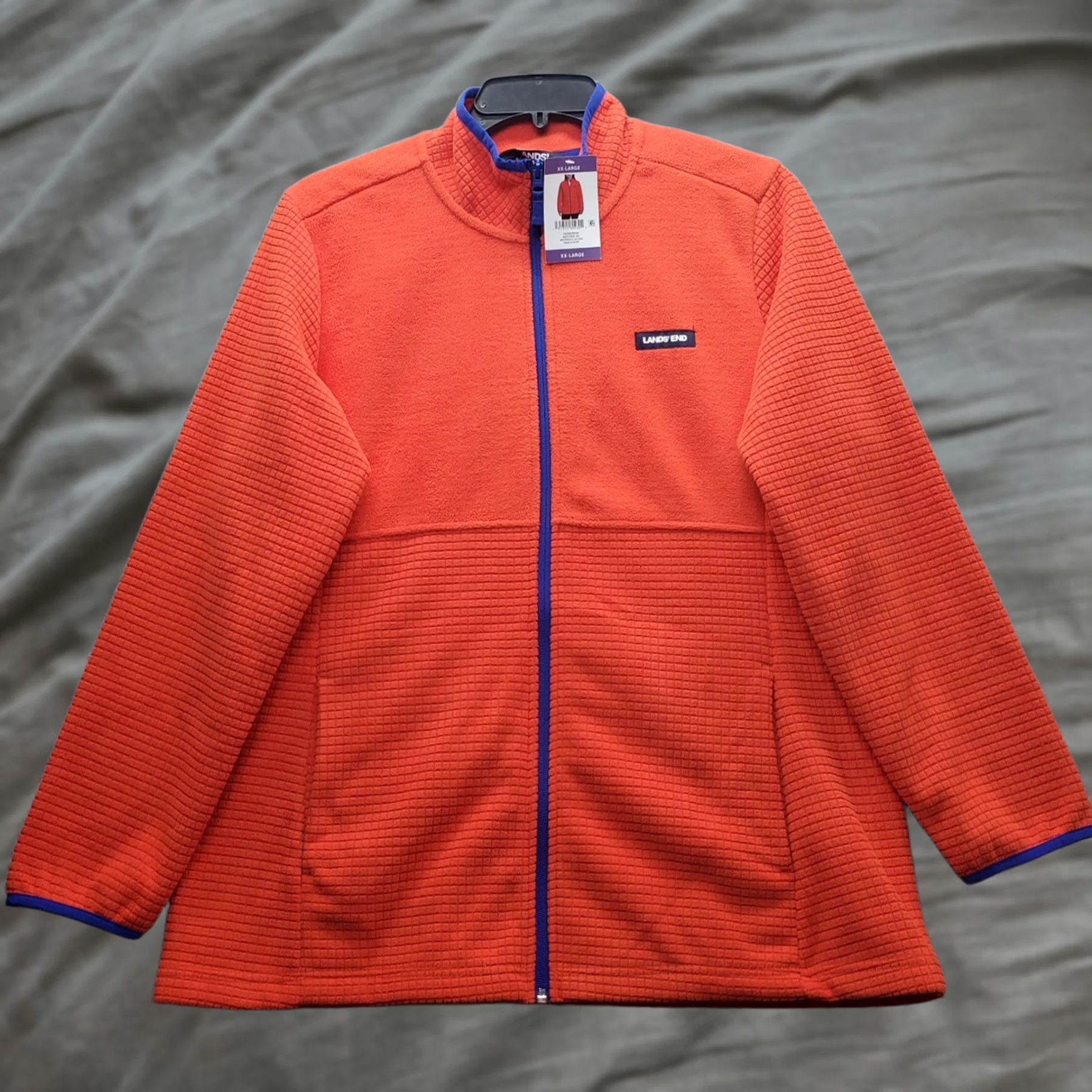 Lands' End Lands' End Grid Fleece Jacket Womens XXL Orange Lightweight Full Zip Size XXL / US 16-18 / IT 52-54 - 1 Thumbnail