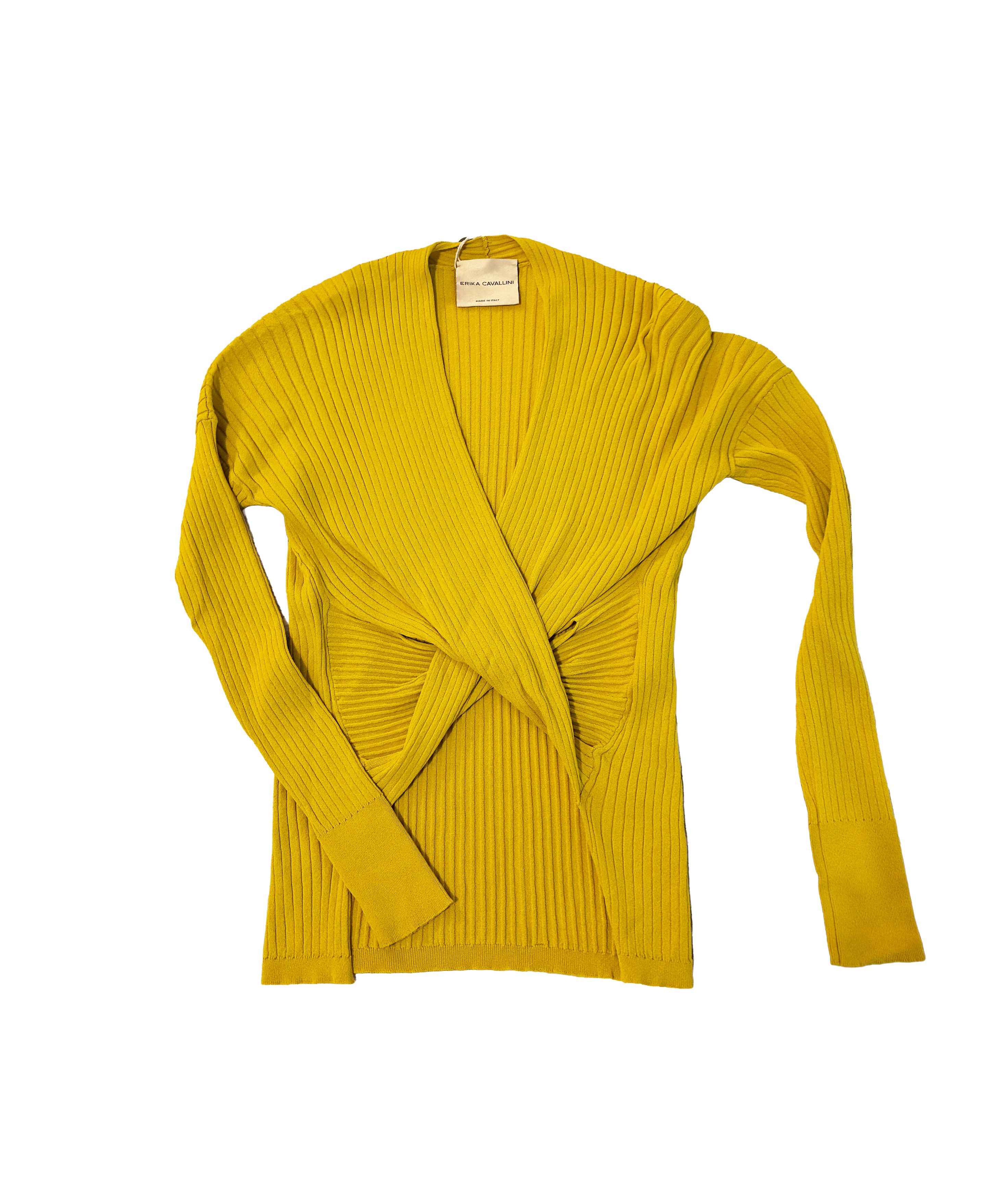 Other Long Sleeves Chartreuse Yellow Top With Front Knot Size L / US 10 / IT 46 - 2 Thumbnail