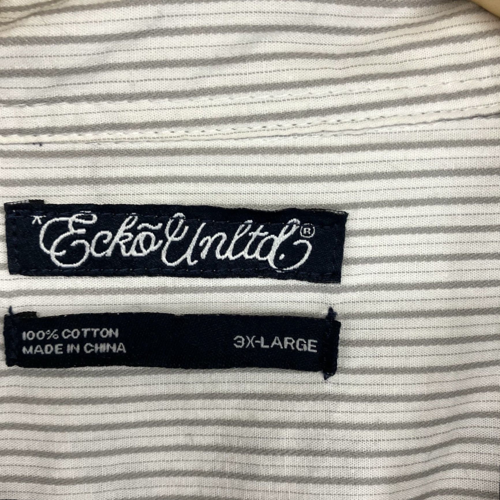 Ecko Unltd. VINTAGE Ecko Unltd Button Up Shirt Men’s 3XL Striped Short Sleeve Embroidered Logo Cotton Gray Casual Streetwear 90s Hip Hop Mens Size US XXL / EU 58 / 5 - 5 Thumbnail