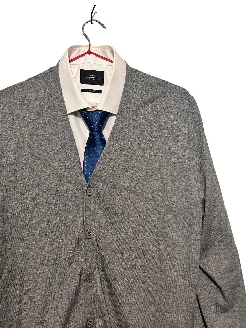 Suitsupply SUITSUPPLY Cotton Cashmere Grey V-Neck Cardigan Size US S / EU 44-46 / 1 - 3 Thumbnail