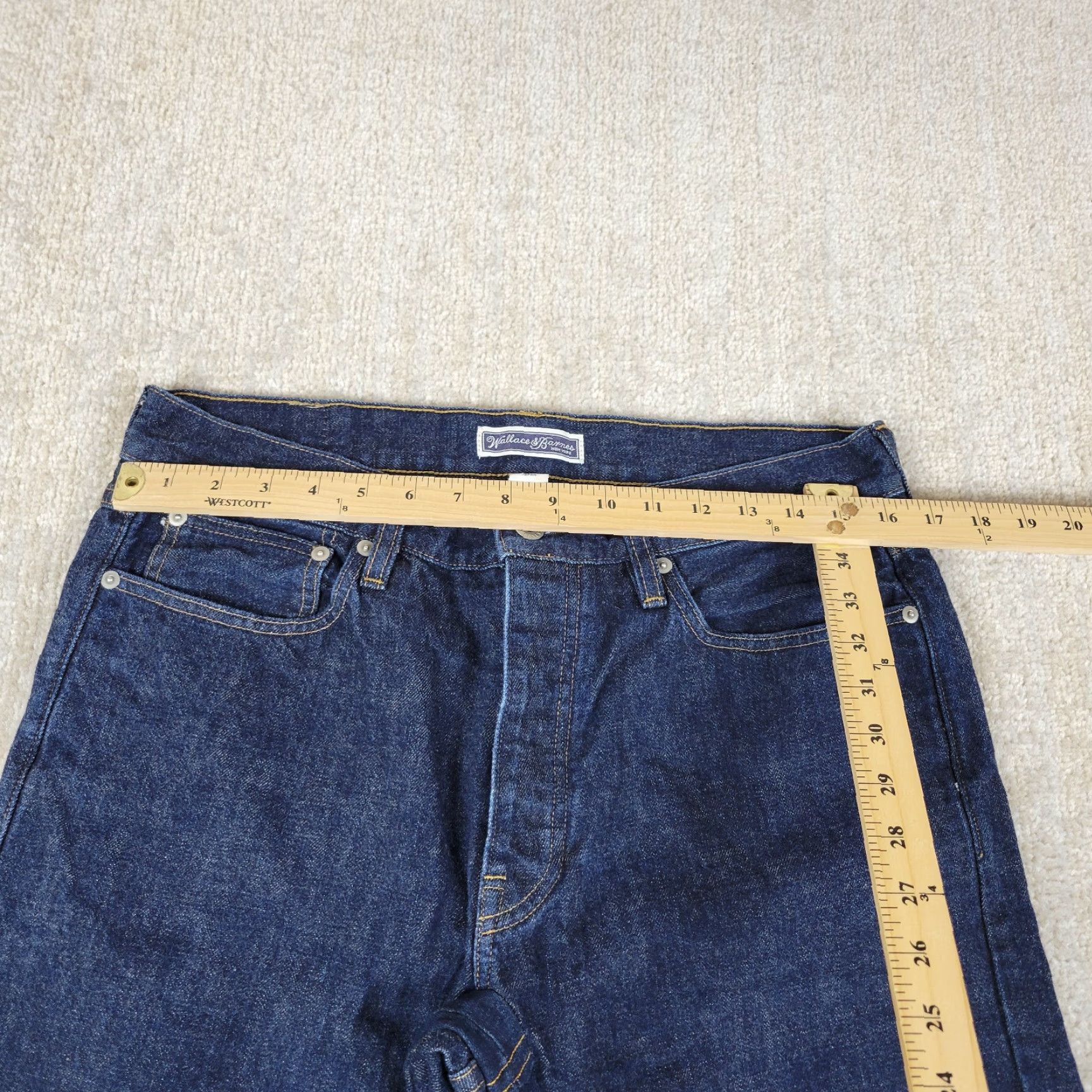 Wallace & Barnes Wallace & Barnes Jeans Mens 32x34 Blue Flared Button Fly USA Denim Vintage: No, 90s, USA theme Size US 32 / EU 48 - 3 Thumbnail