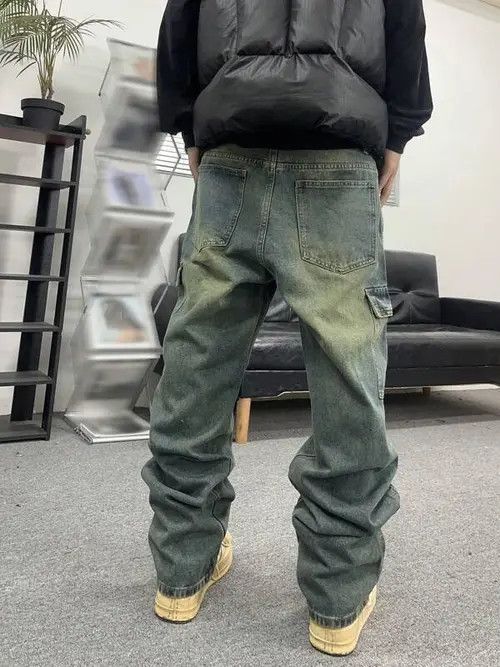 Japanese Brand Washed 90s Cargo Drip Jeans Size US 34 / EU 50 - 4 Thumbnail