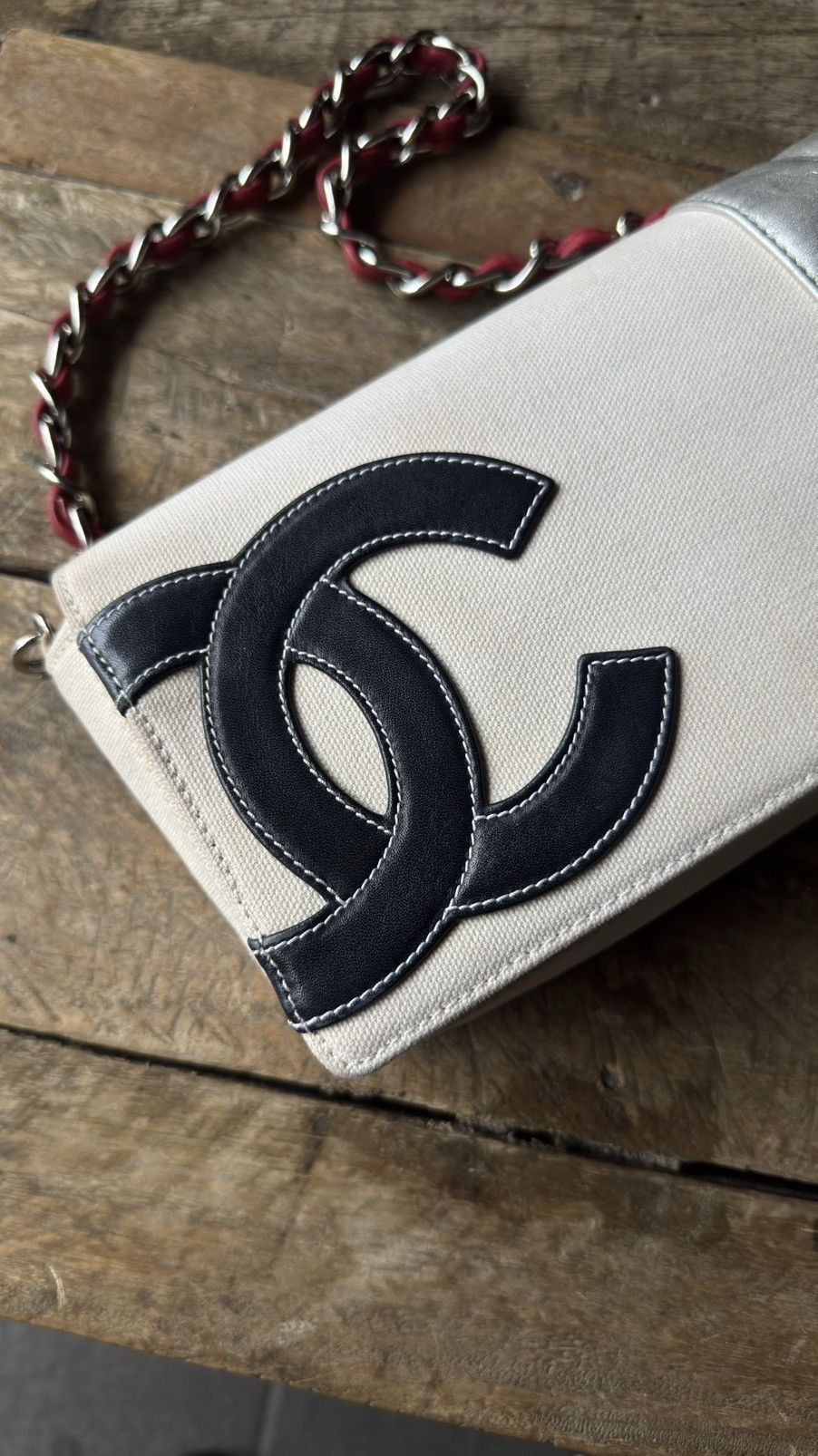 Chanel CHANEL CC CANVAS METALLIC LAMBSKIN SINGLE FLAP. Size ONE SIZE - 3 Thumbnail