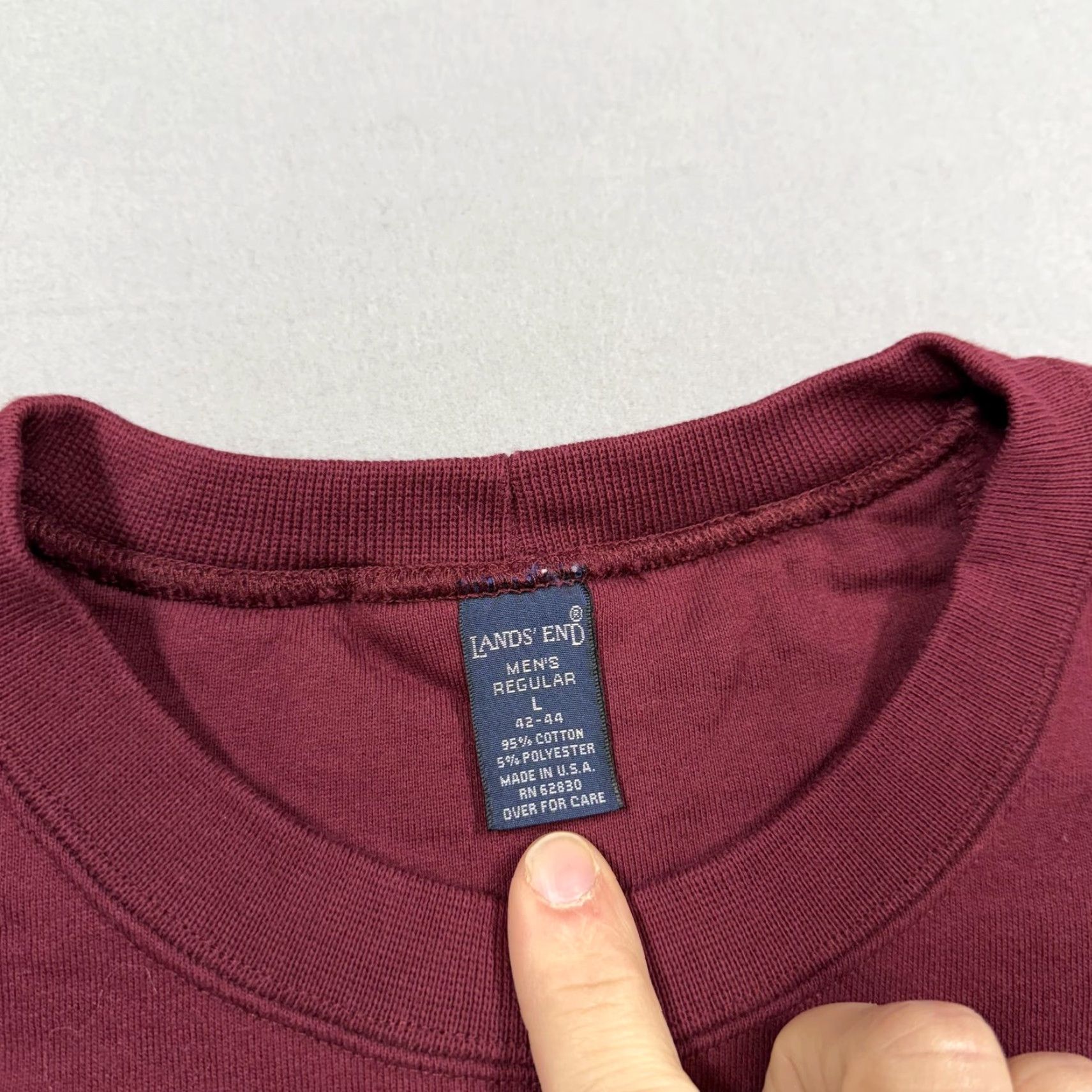 Lands' End Lands' End Sweatshirt Mens Large Red Crewneck Pullover Knit Basic Made USA Size US L / EU 52-54 / 3 - 2 Thumbnail