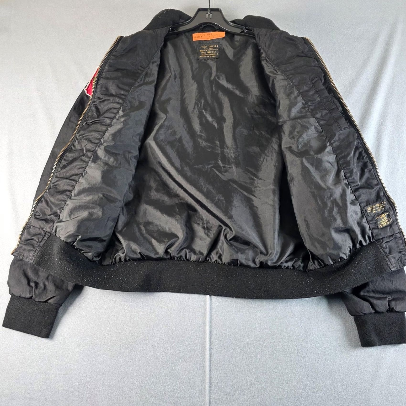 J Brand VINTAGE Scotch Bomber Jacket Navy Black G-1 Patch Nylon Mens M Size US M / EU 48-50 / 2 - 7 Thumbnail