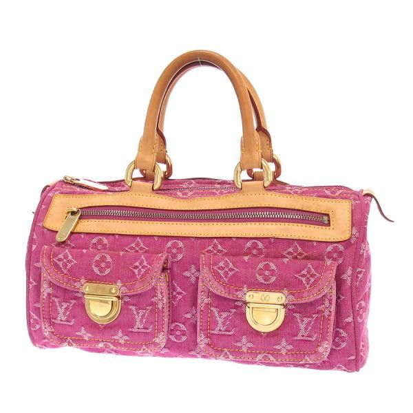 LOUIS VUITTON Neo Speedy Denim Monogram Satchel Bag Pink