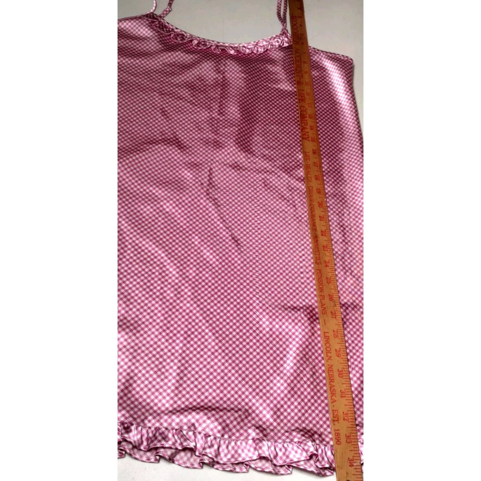 Vintage VINTAGE Jacklyn Smith Nightgown Sleeveless Large Purple White Gingham Check Plaid Satin Polyester Chemise Intimate Size ONE SIZE - 6 Thumbnail