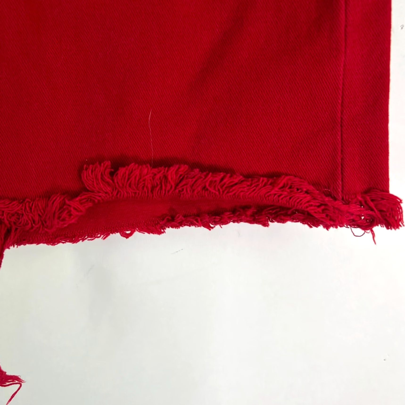 Pacsun VINTAGE PacSun Denim Fringe Skirt Womens Size 24 Red Mini Pocketed Size 42" / US 20 - 2 Thumbnail