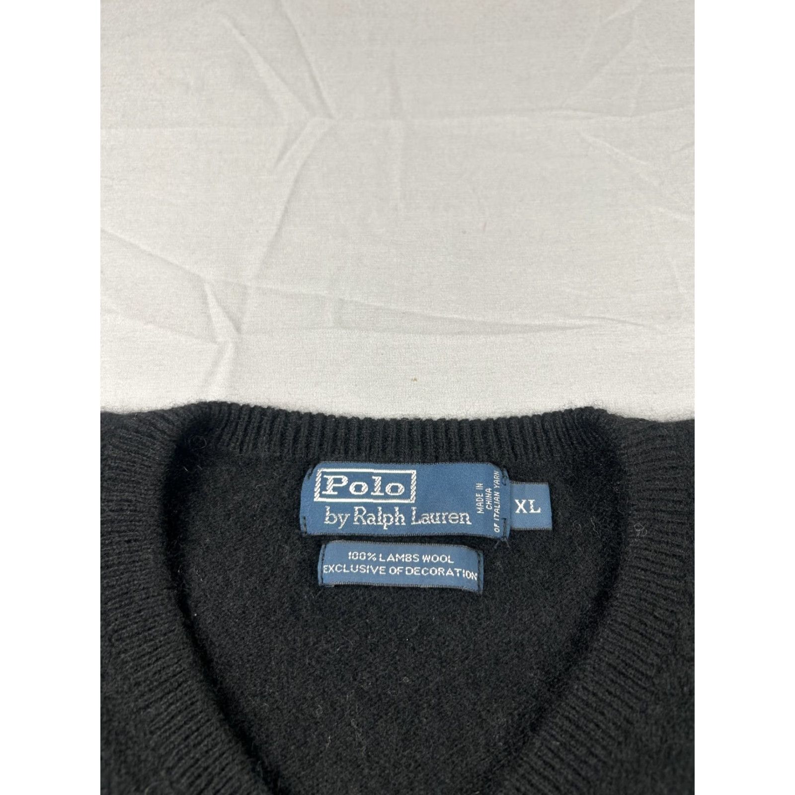 Polo Ralph Lauren VINTAGE Polo Ralph Lauren Sweater Mens XL Black Lambswool V-Neck Knit 90s Size US XL / EU 56 / 4 - 3 Thumbnail