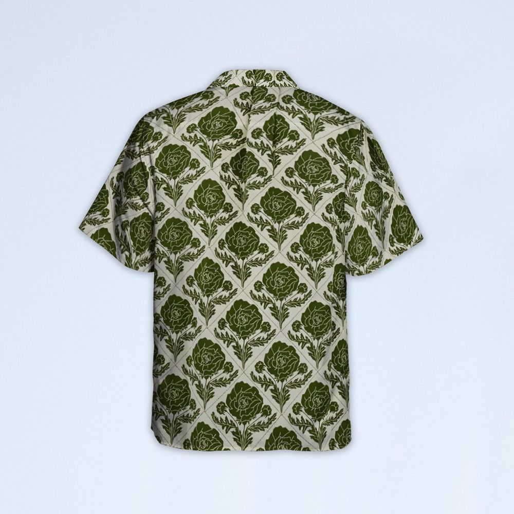 Designer × Vintage Lesley Flower Tile Shirt – Vintage Green & Ivory Pattern Size US L / EU 52-54 / 3 - 4 Thumbnail