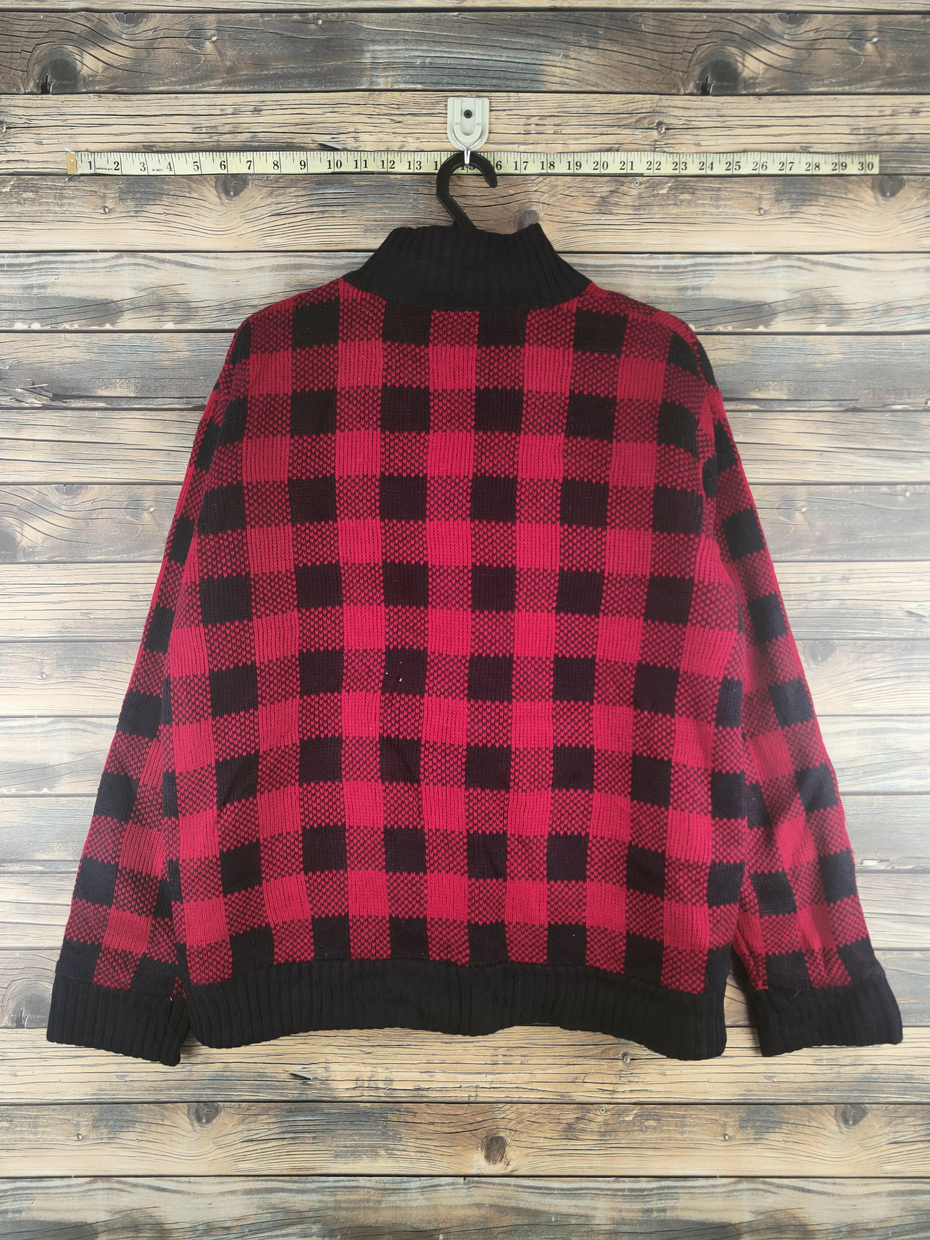 Japanese Brand DL Generate Red Black Knitwear Sweaters #46-476 Size US L / EU 52-54 / 3 - 7 Thumbnail