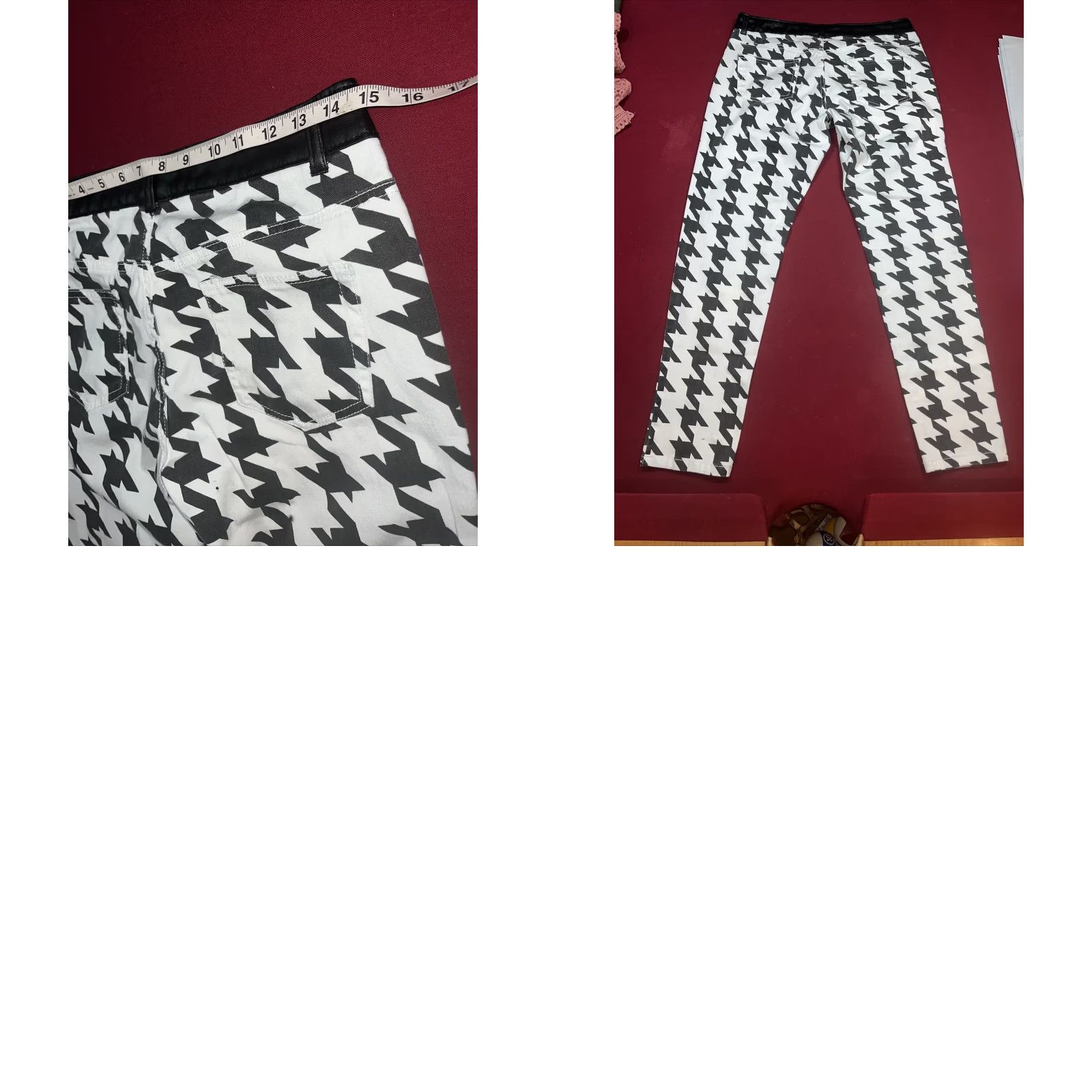 Vintage VINTAGE Hounds Tooth Black White EMO Punk JEANS size 13 Zip Up Y2K Funky Oversized Print Size 34" / US 12 / IT 48 - 9 Thumbnail