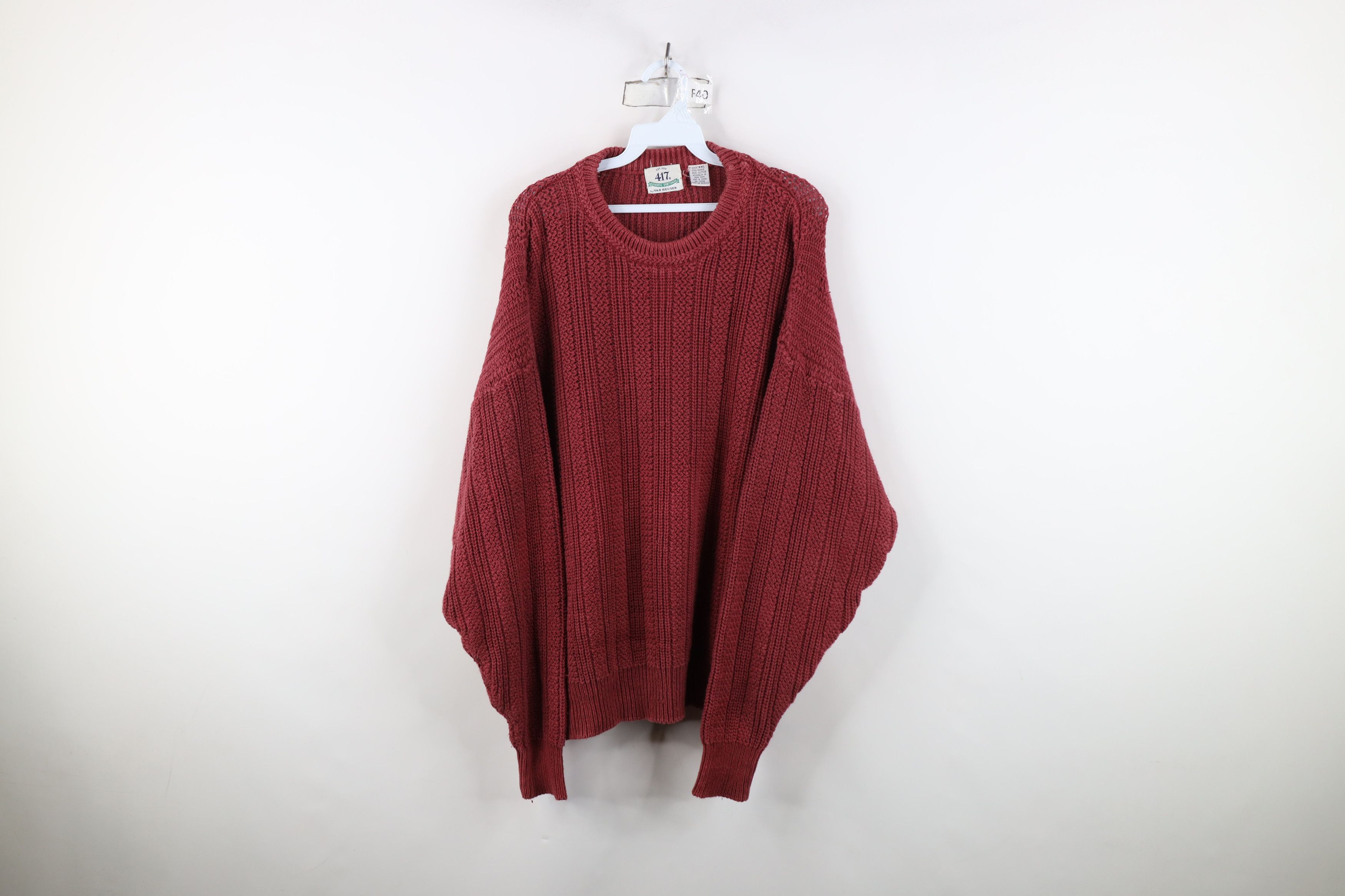 Vintage Vintage 90s Streetwear Blank Chunky Ribbed Knit Sweater Red Size US XXL / EU 58 / 5 - 1 Thumbnail