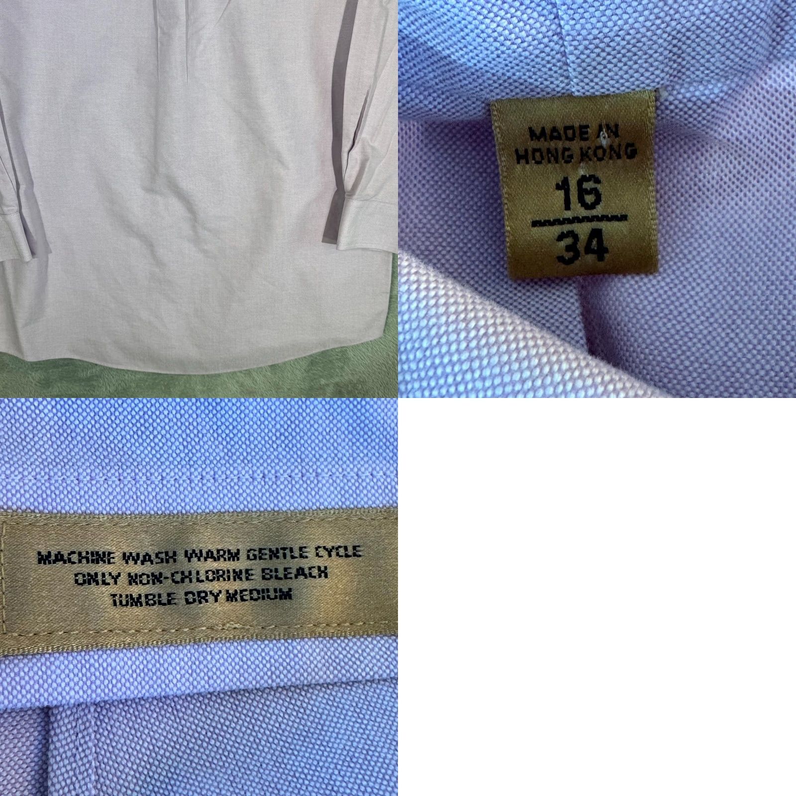 Roundtree & Yorke Gold Label Dress Shirt Mens Long Sleeve 16x34 Light Purple 100% Cotton Formal Shirt Size 42R - 9 Thumbnail