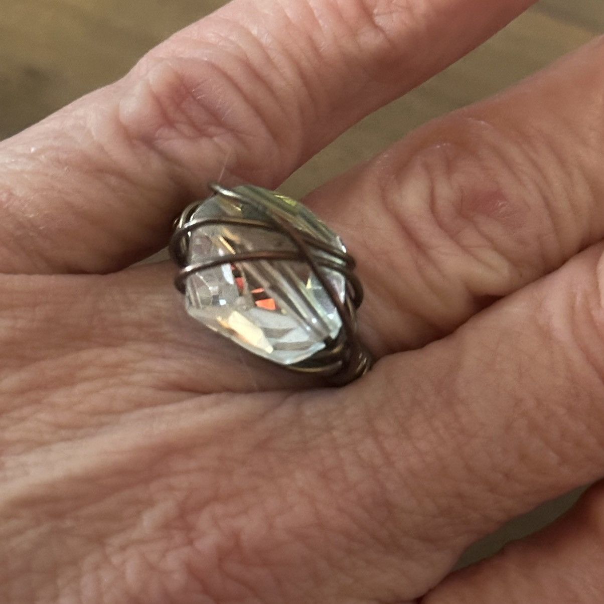 Vintage Vintage Aurora Borealis wired wrapped stone ring Size ONE SIZE - 4 Thumbnail