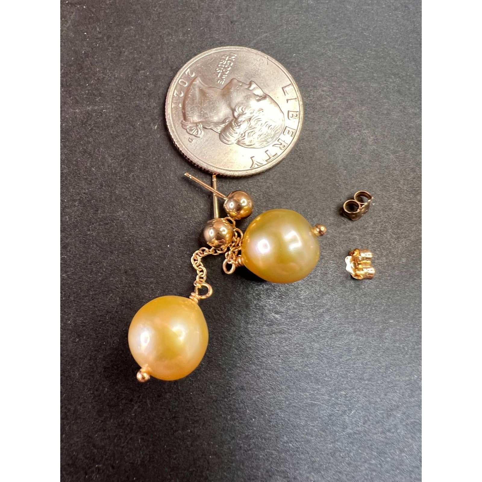 Other 14k yellow gold South Seas Pearl dangle earrings Size ONE SIZE - 2 Thumbnail