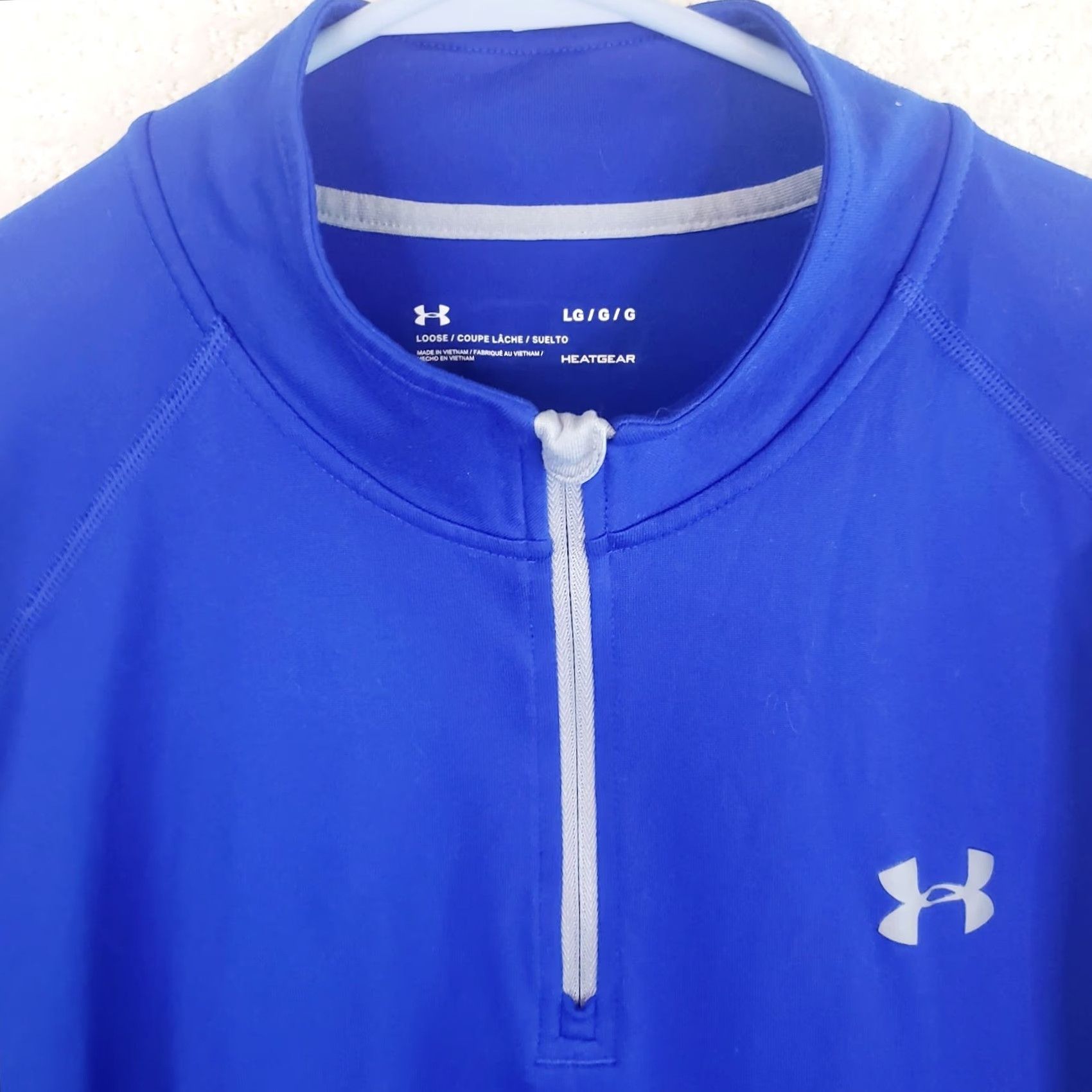 Under Armour Under Armour HeatGear Shirt Mens Large Blue Long Sleeve 1/4 Zip Mock Neck Activewear Pullover Size US L / EU 52-54 / 3 - 4 Thumbnail