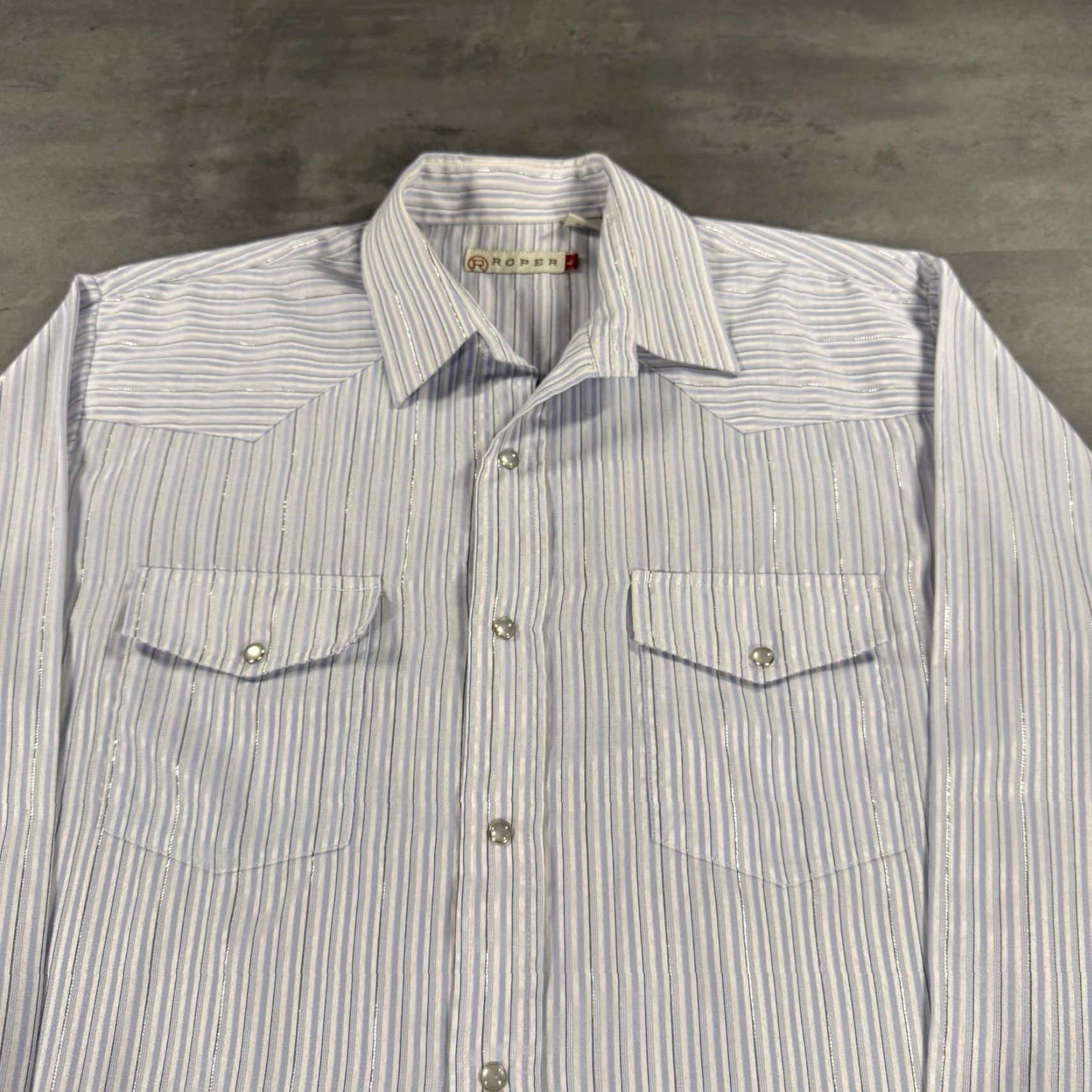 Roper VINTAGE Roper Western Shirt Men XL White Striped Pearl Snap Cowboy Size US XL / EU 56 / 4 - 2 Thumbnail
