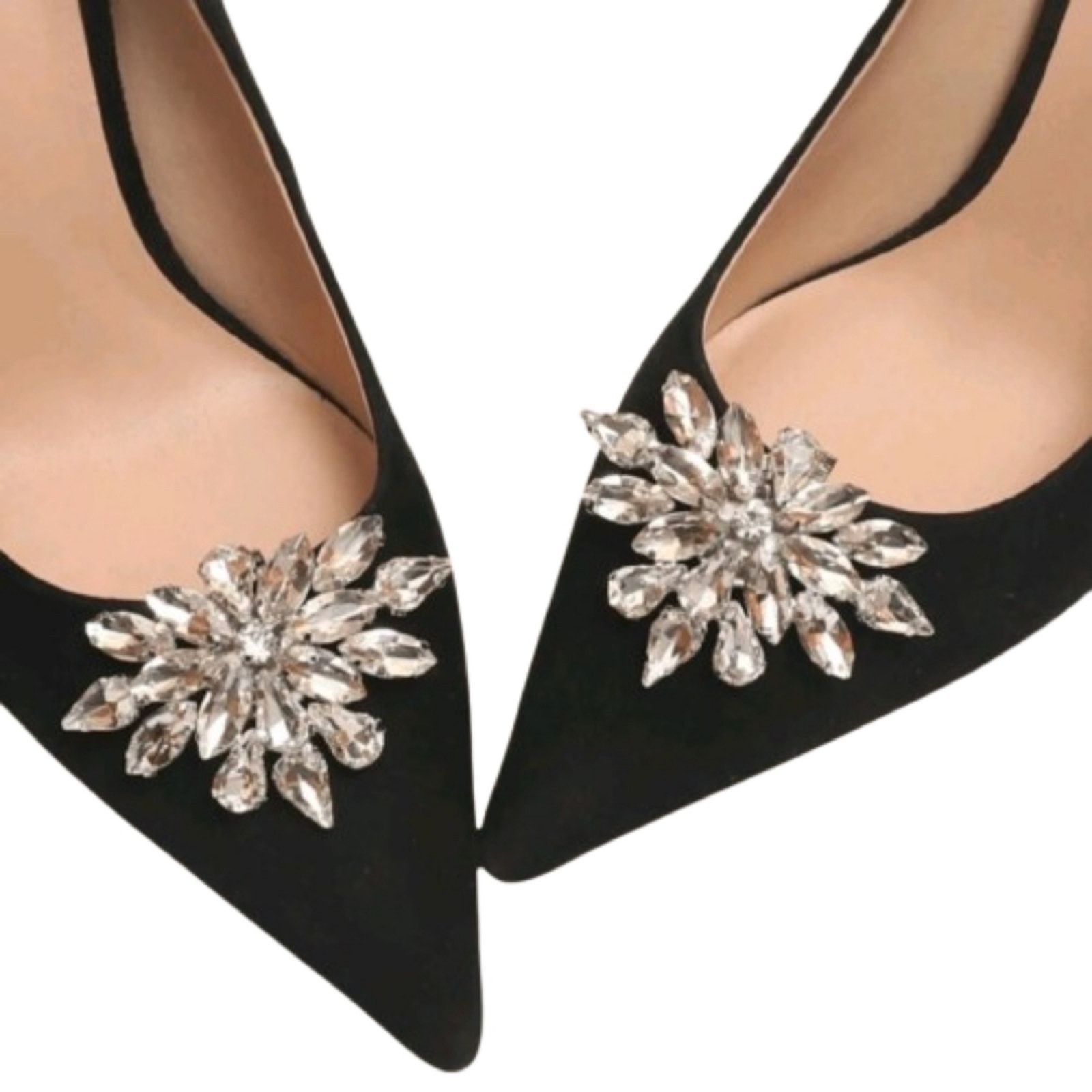 Other ELEGANT ☆ CRYSTAL & SILVERTONE ☆ FLOWER SHOE CLIPS ☆ NIP Size US 4 / IT 34 - 2 Thumbnail