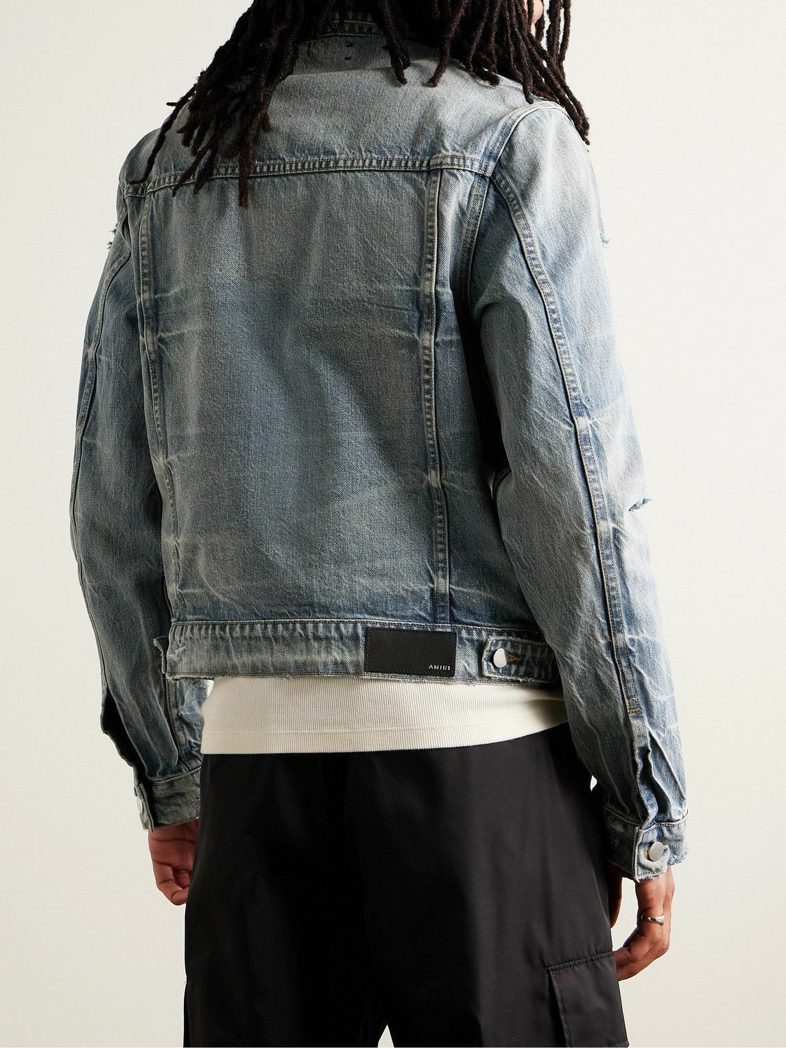 Amiri o1w1db11224 Slim-Fit Distressed Denim Trucker Jacket Blue Size US S / EU 44-46 / 1 - 3 Thumbnail