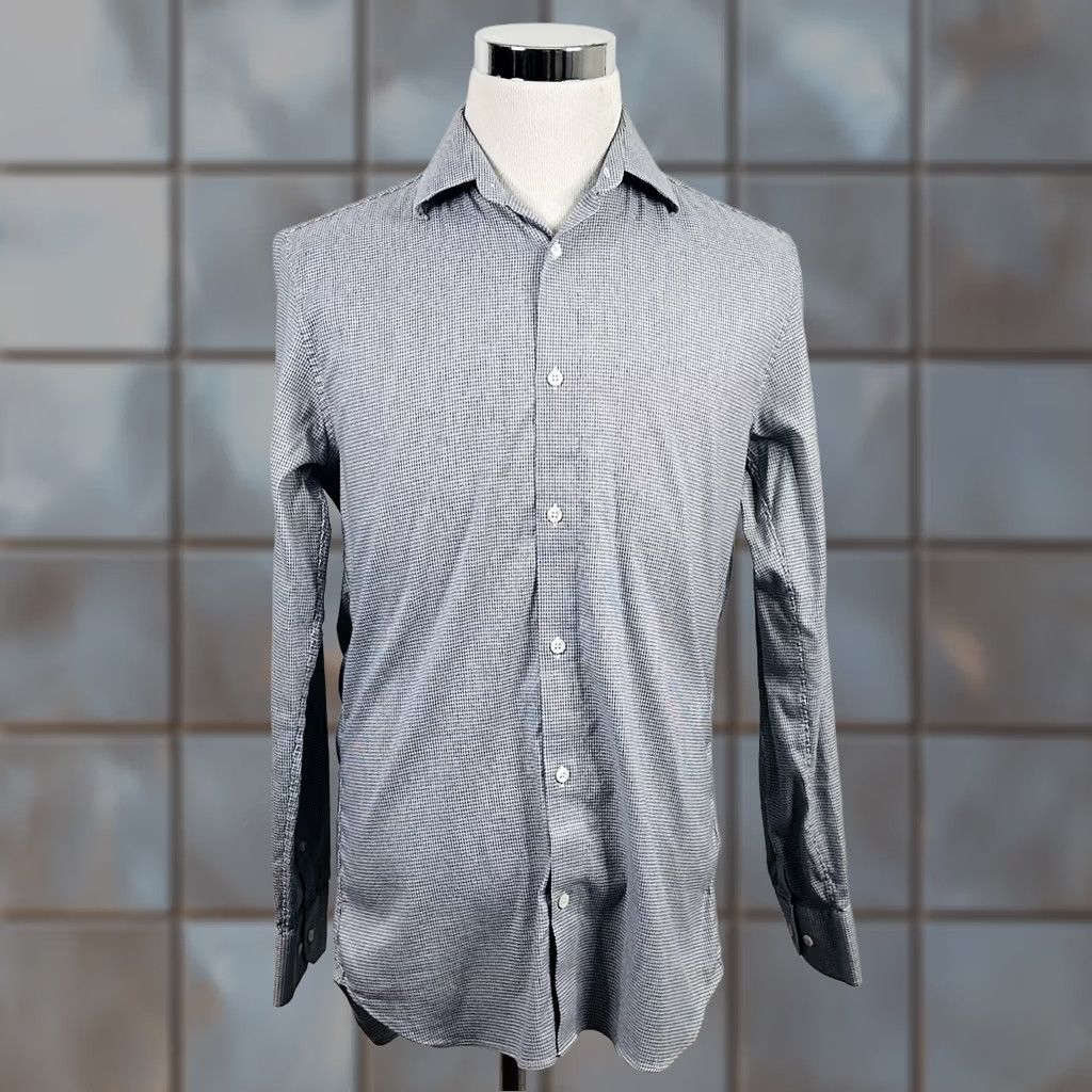 Bonobos Bonobos Dress Shirt Slim Fit Stretch Gray White Houndstooth Cotton Blend 16 36 Men Size 42R - 1 Thumbnail