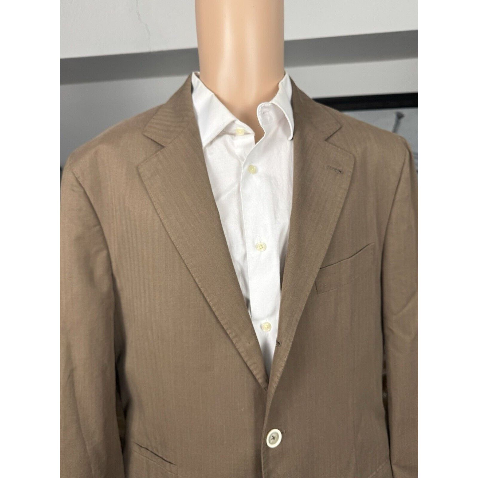 Brunello Cucinelli Brunello Cucinelli Brown Herringbone 100%cotton Blazer 52/42 Size 42R - 2 Thumbnail