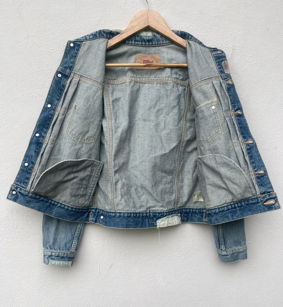 If Six Was Nine × Japanese Brand × Le Grande Bleu (L.G.B.) Ungrid Type-1 Trucker Boro Style Denim Jacket Size US M / EU 48-50 / 2 - 10 Thumbnail