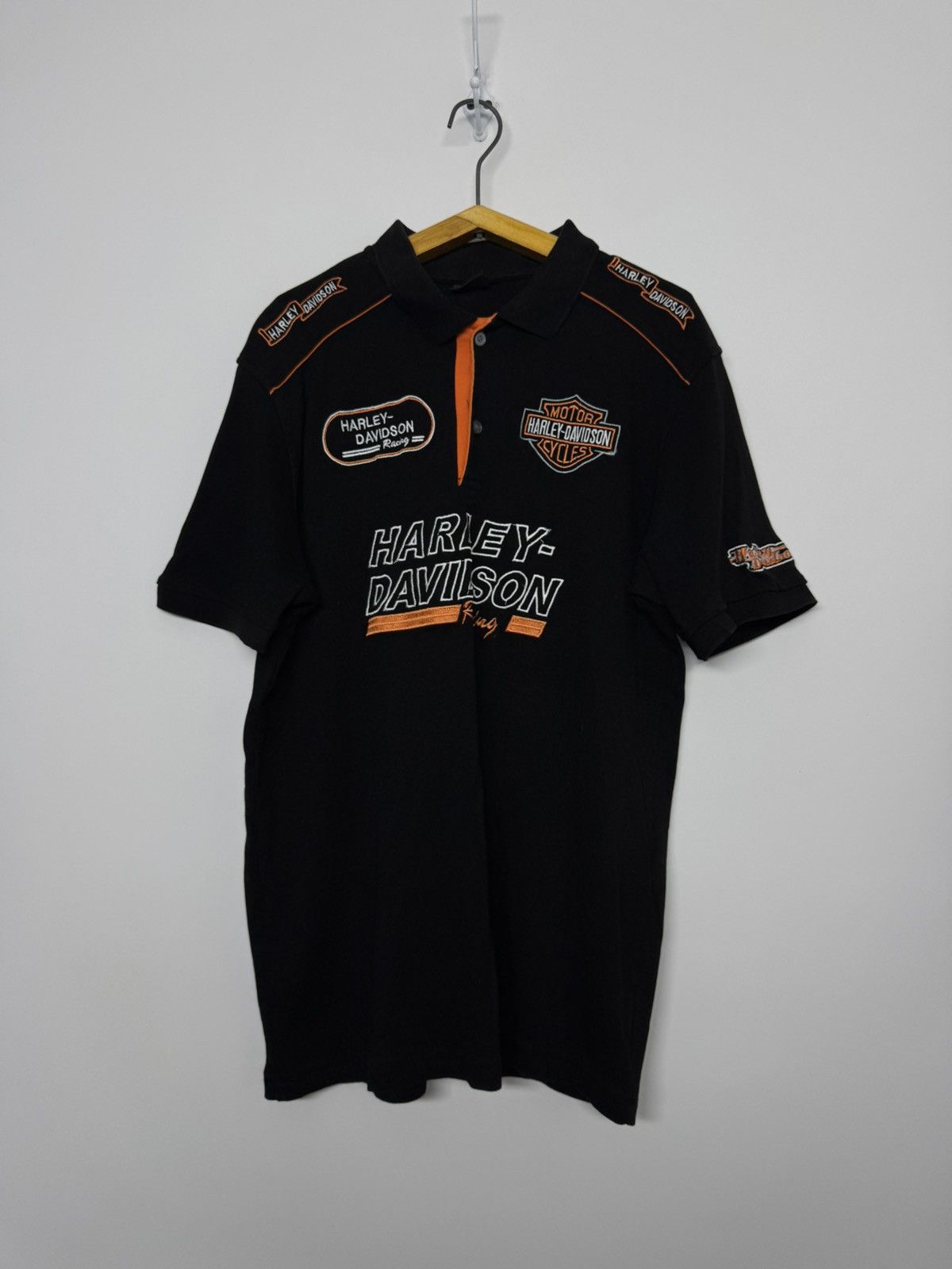 Harley Davidson Vintage Harley Davidson Motorcycle Sleeve Polo Shirt Size US XL / EU 56 / 4 - 3 Thumbnail