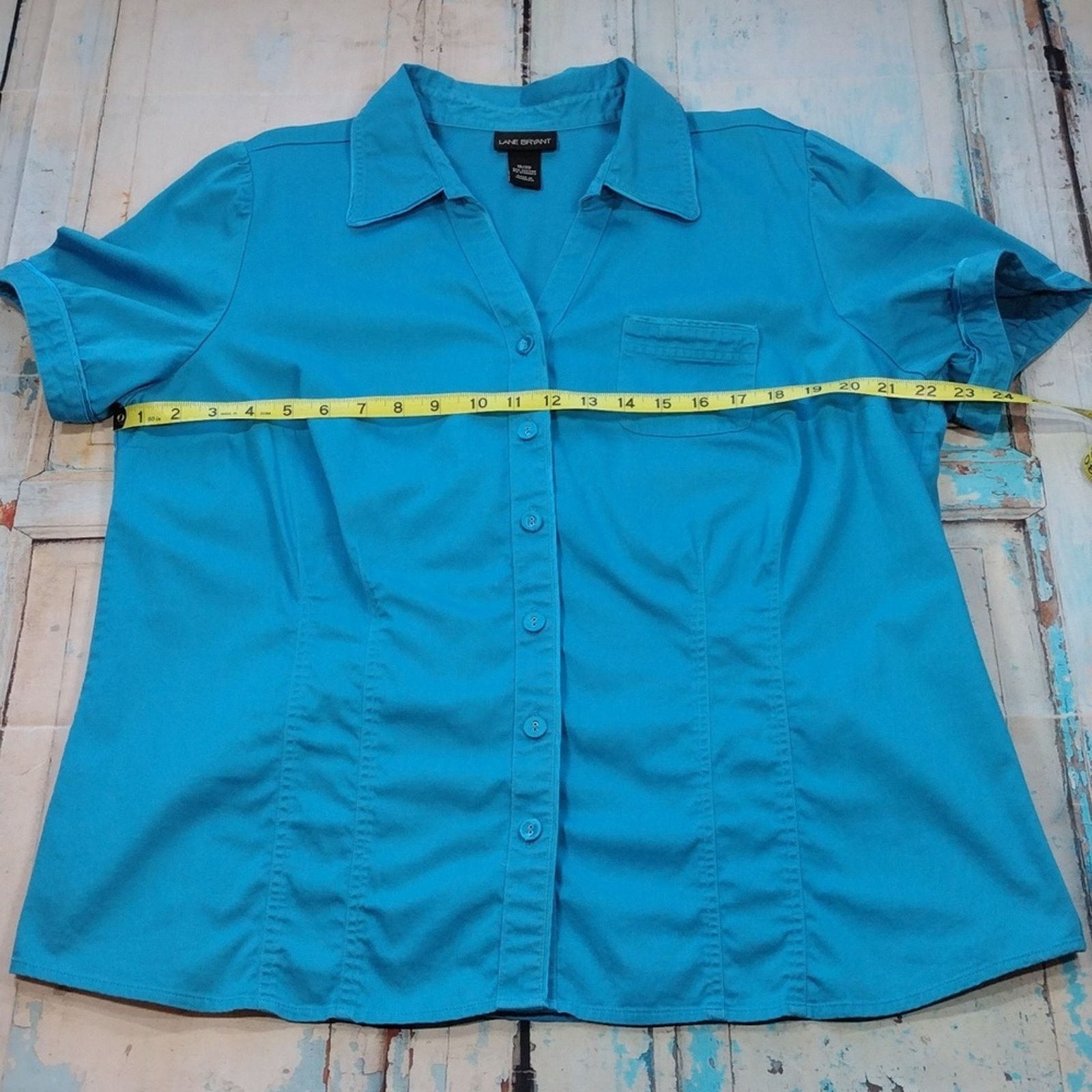 Other Lane Bryant Blue Button Down Short Sleeve Plus Size Shirt Size XXL / US 16-18 / IT 52-54 - 7 Thumbnail