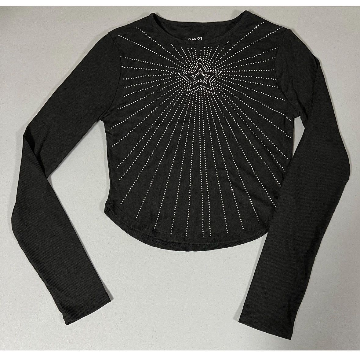 rue21 Black Diamond Star Long Sleeve T-Shirt Top Blouse Size S ⭐️✨ Size S / US 4 / IT 40 - 1 Thumbnail