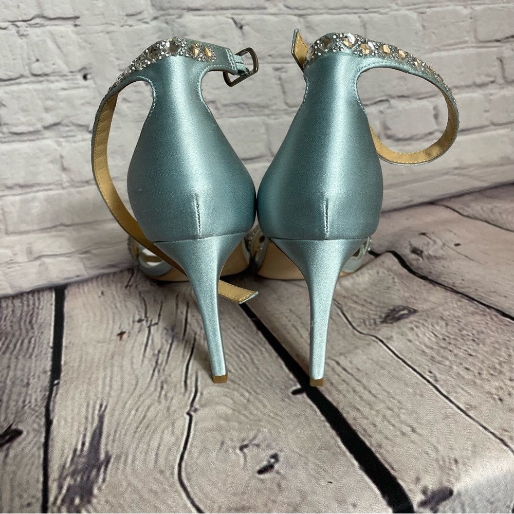 Badgley Mischka New Badgley Mischka Urina Urina Embellished Silk Mist Satin Size US 9 / IT 39 - 8 Thumbnail