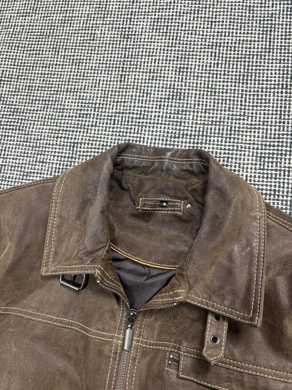90s vintage brown suede leather Harrington style jacket