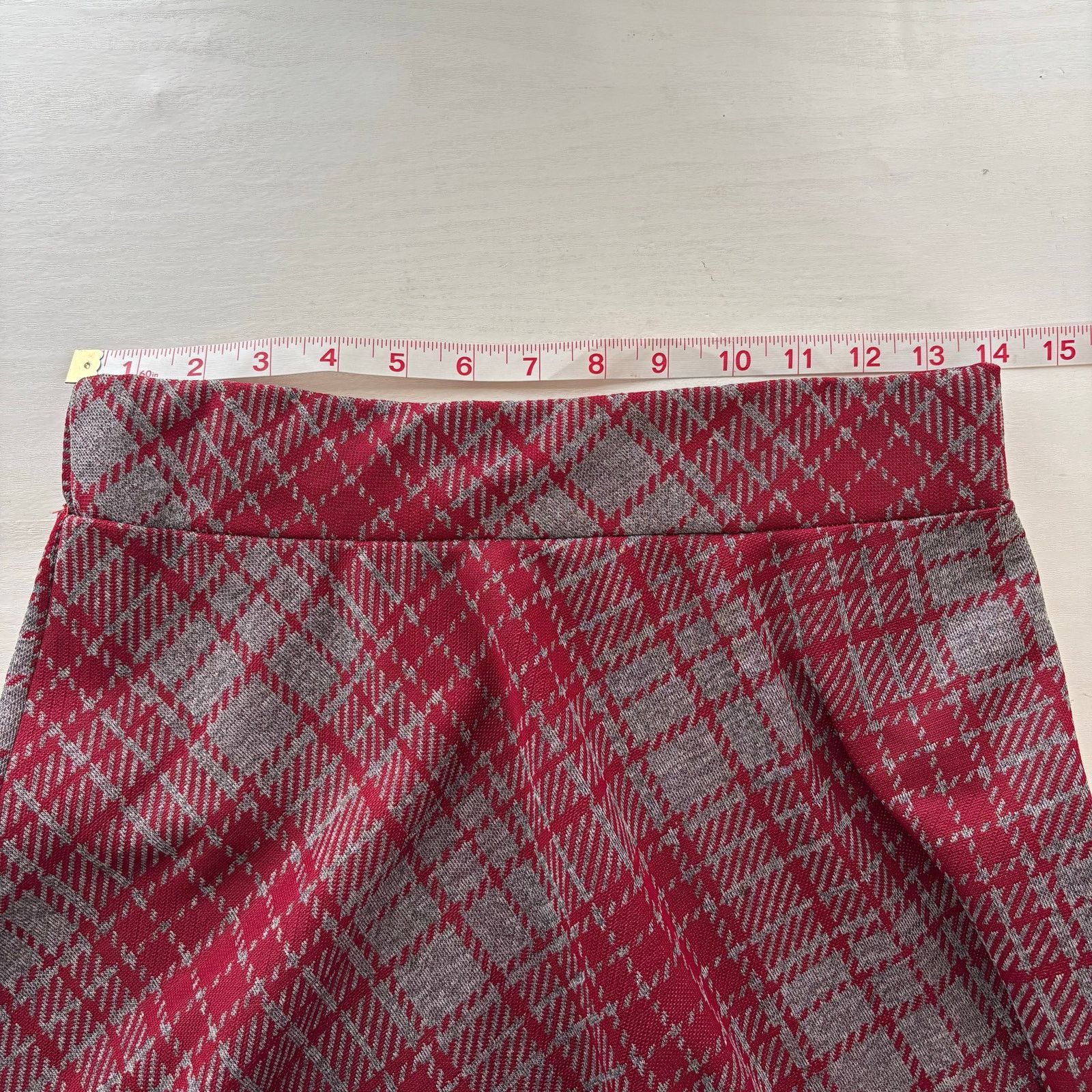 Other Vintage Zio by Youngja Red Gray Plaid A-Line Skirt 11/12 Size 28" / US 6 / IT 42 - 4 Thumbnail