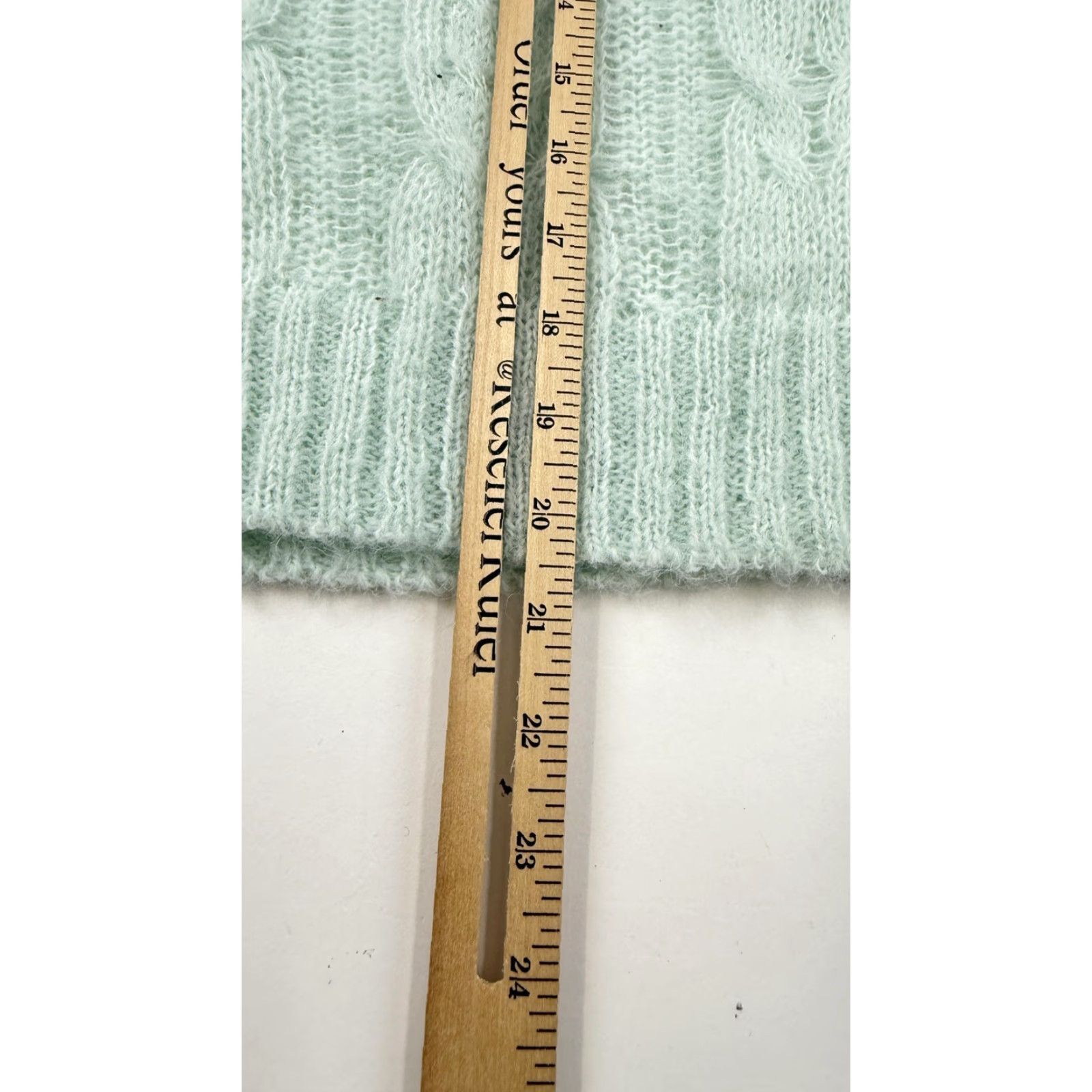 Lucky Brand Lucky Brand Sweater Womens Medium Mint Green Cable Knit Fuzzy V-Neck Soft Pullover Size M / US 6-8 / IT 42-44 - 5 Thumbnail