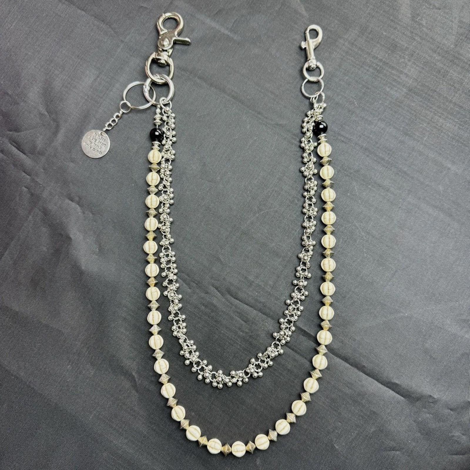 Japanese Brand Beaded Double Layer Wallet Chain, Pants Chain Size ONE SIZE - 4 Thumbnail