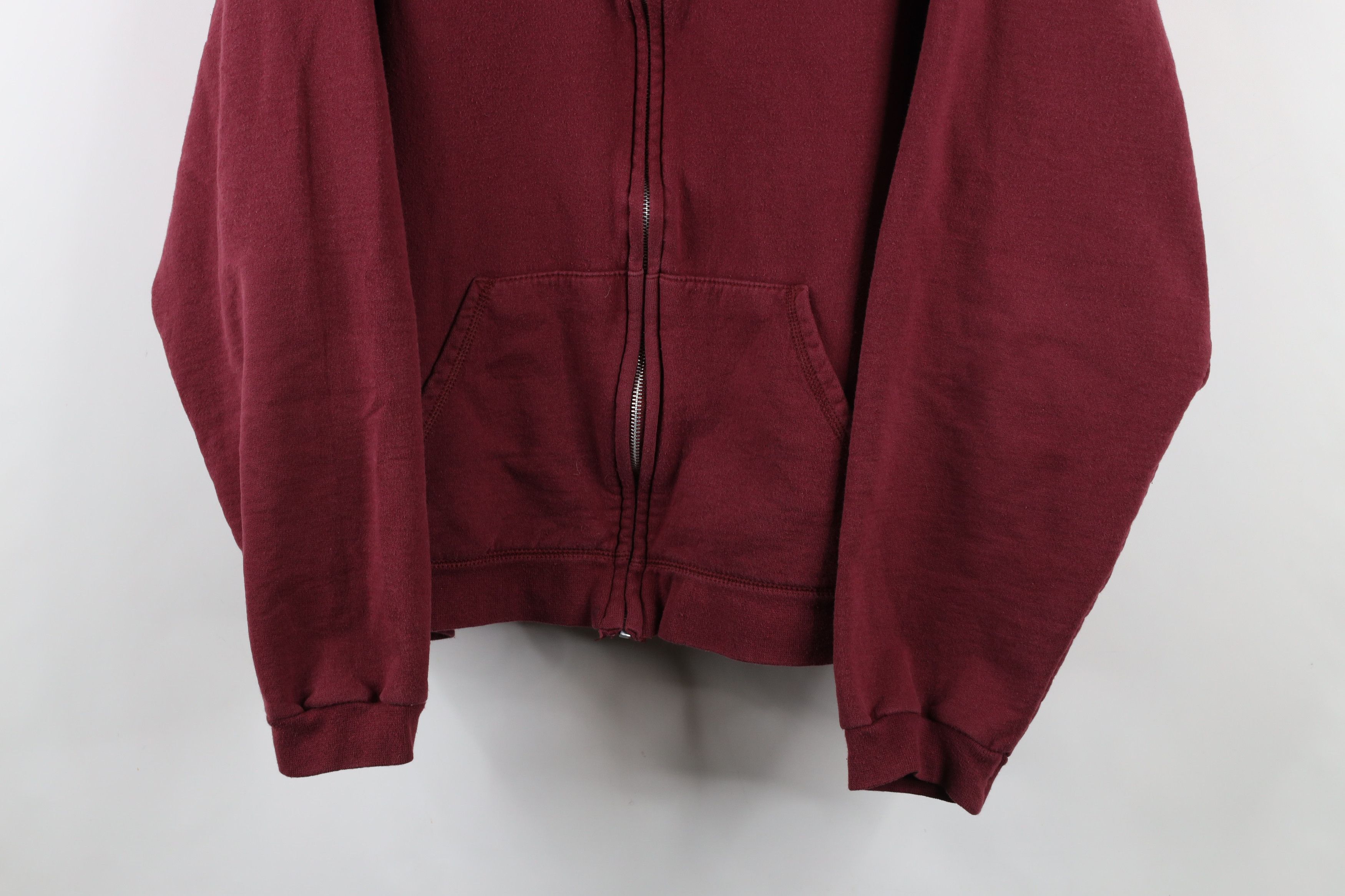 Vintage Vintage 90s Streetwear Blank Full Zip Hoodie Sweatshirt Red Size US XXL / EU 58 / 5 - 3 Thumbnail