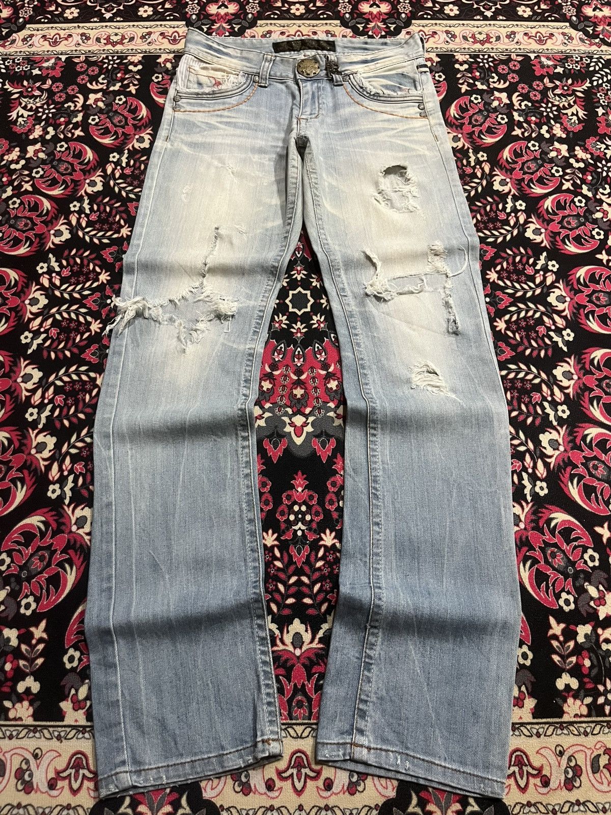 If Six Was Nine ⚡️Insane⚡️Vintage Japanese Brand Red Pepper Destroy Blue Jeans Size US 28 / EU 44 - 1 Thumbnail