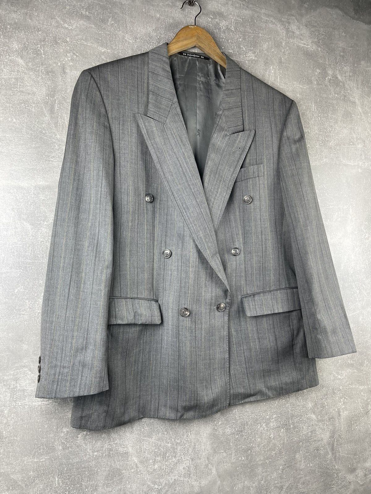 Yves Saint Laurent Yves Saint Laurent Difusion Hommes Double-Breasted Wool Suit Size 48R - 4 Thumbnail