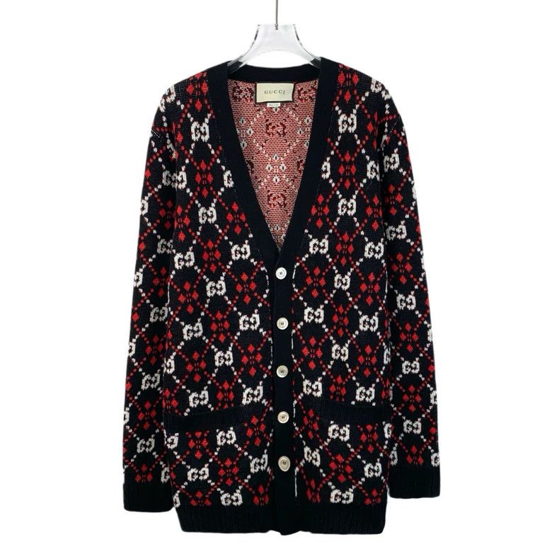 Gucci Gucci Black and red color block logo jacquard full print al Size US M / EU 48-50 / 2 - 1 Thumbnail