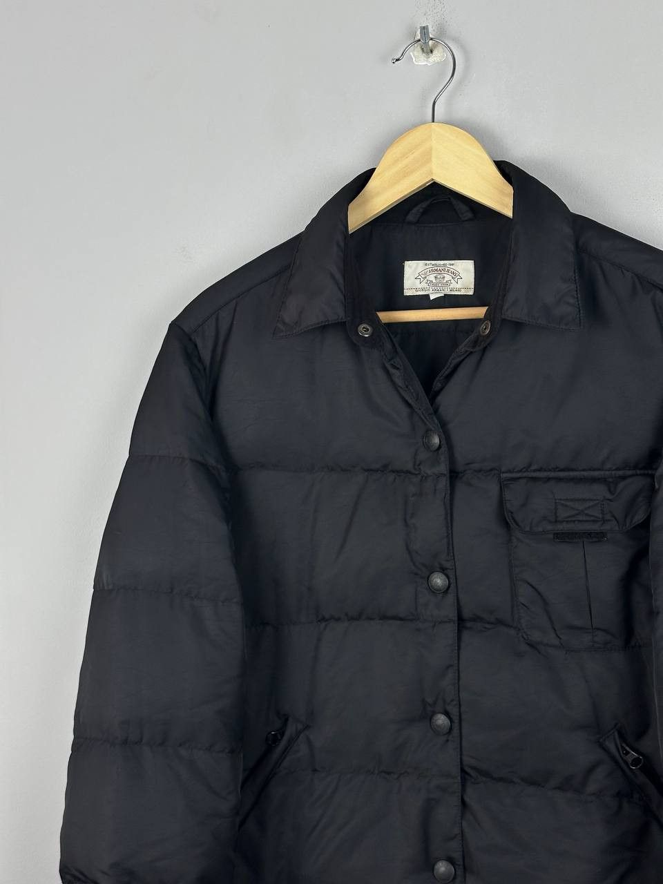 Armani Vintage Armani Jeans Black Nylon Quilted Down Puffer Jacket Size US M / EU 48-50 / 2 - 3 Thumbnail