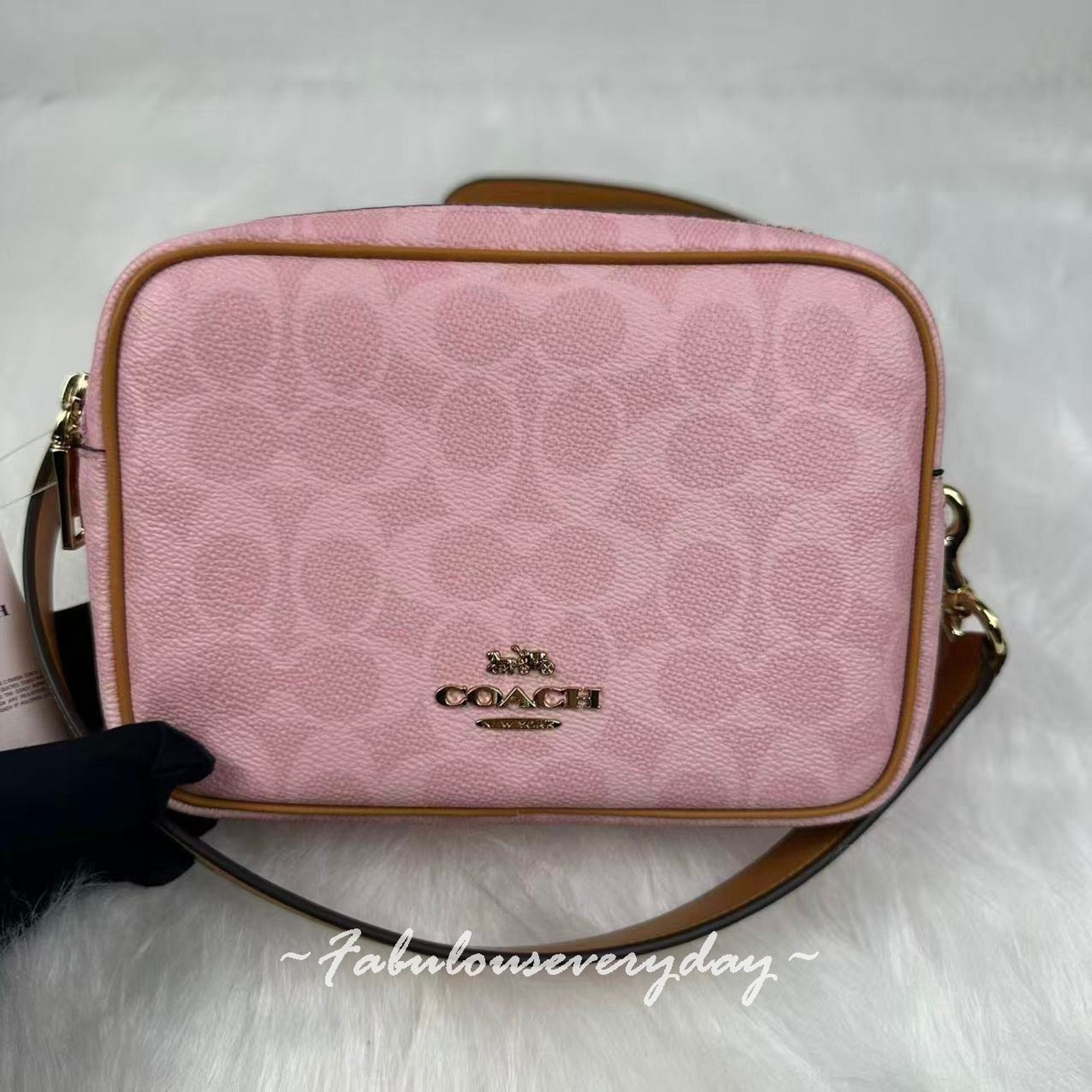 Coach Coach Mini Carey Crossbody Bag Sig Canvas Charms Powder Pink Size ONE SIZE - 1 Thumbnail