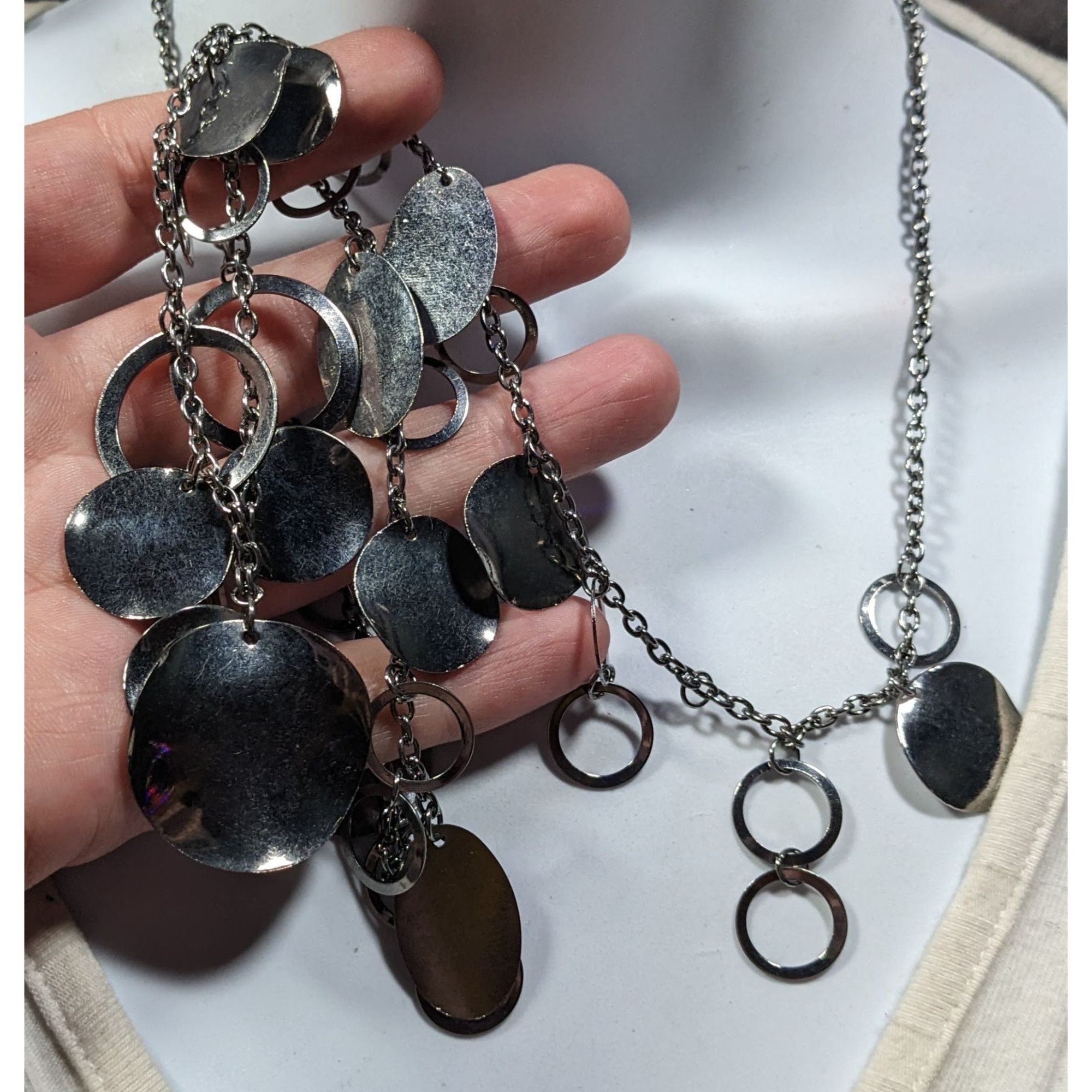 Other Jingling Disc And Open Circle Charm Silver Tone Necklace Size ONE SIZE - 3 Thumbnail