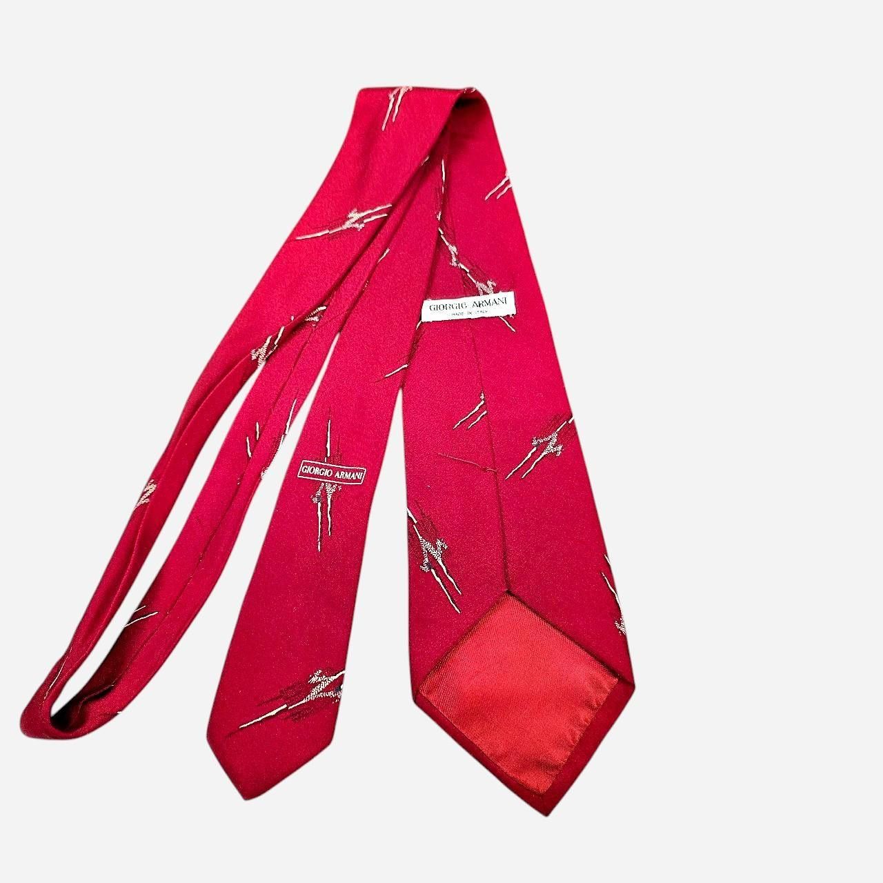 Giorgio Armani GIORGIO ARMANI Mens 100% Silk Necktie Italy Long Grey Veins Size ONE SIZE - 3 Thumbnail