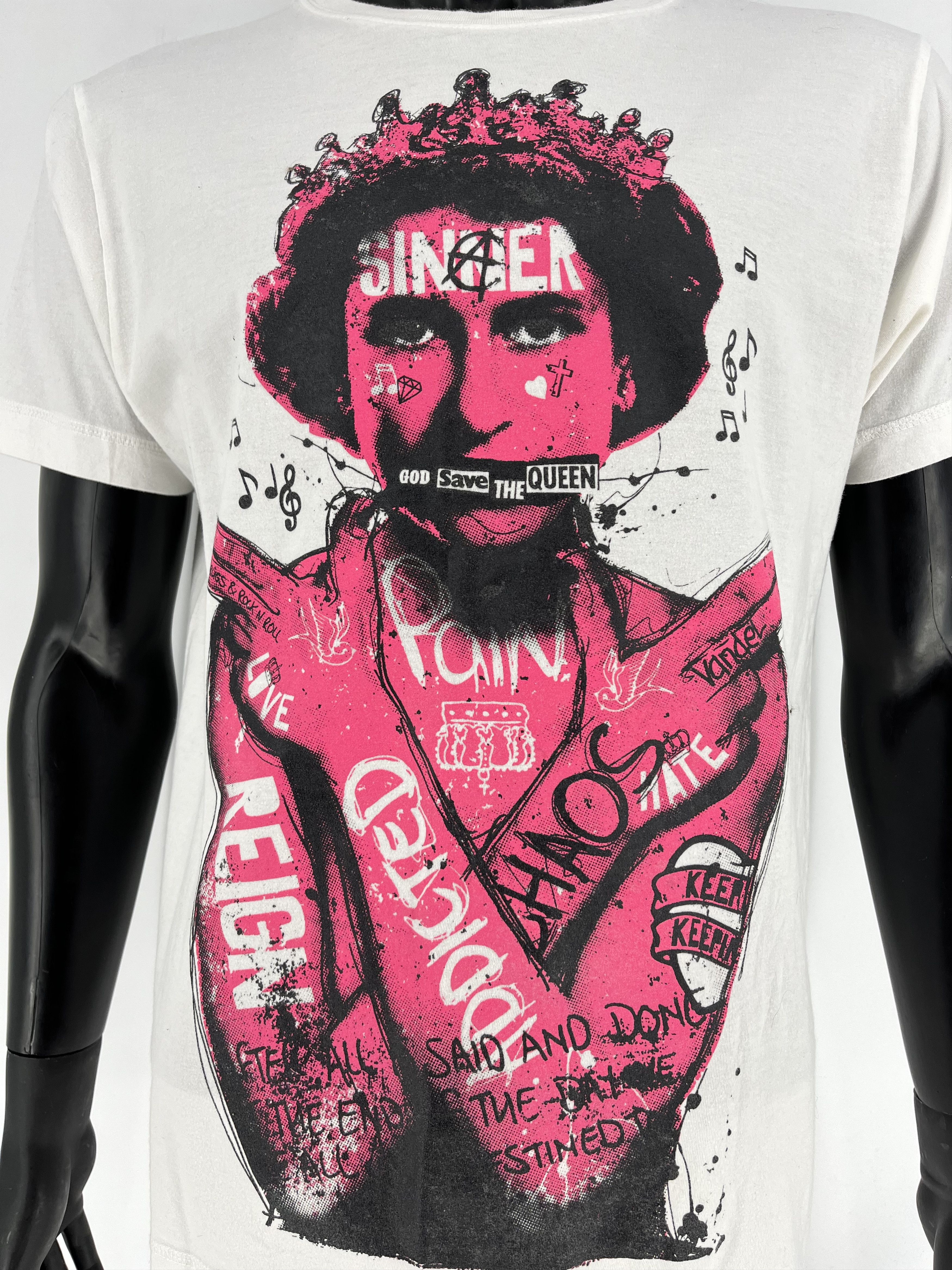 Band Tees Pistol Boutique Mens Fitted White Round GRAFFITI QUEEN Size US L / EU 52-54 / 3 - 8 Thumbnail