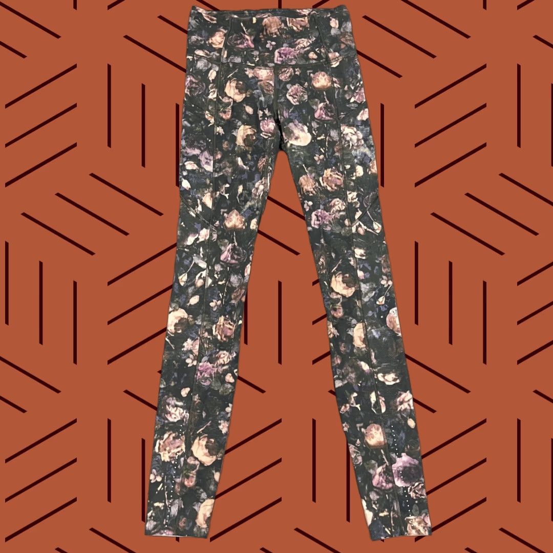 Lululemon VINTAGE Lululemon Fast N Free Full Length Tights Womens Sz 4 / 28" Floral Active Fitness Size ONE SIZE - 1 Thumbnail