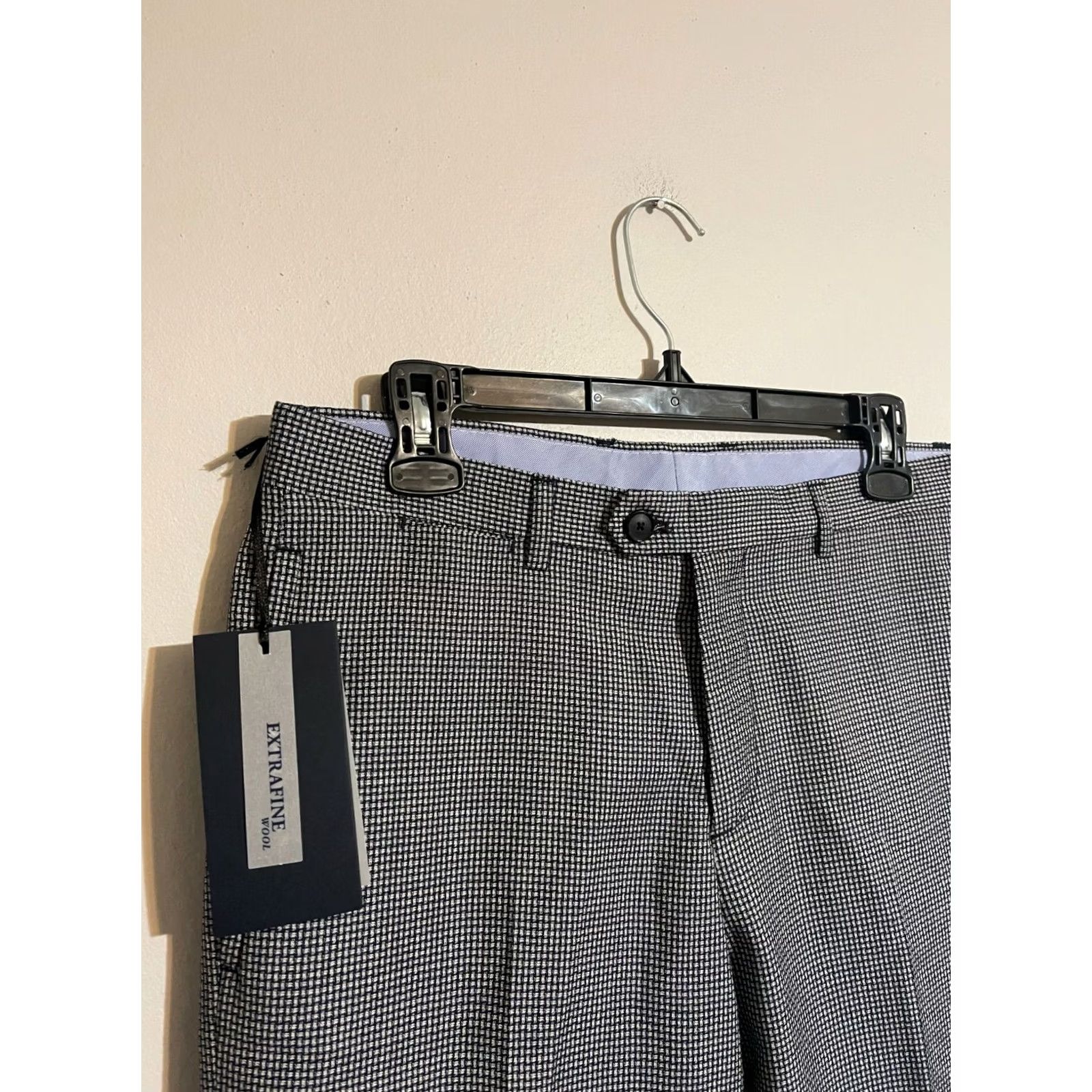 Zara VINTAGE Zara Man Extrafine Wool Woven Design Gray/Black Dress Pants - Men's 30 - New! Size US 32 / EU 48 - 3 Thumbnail
